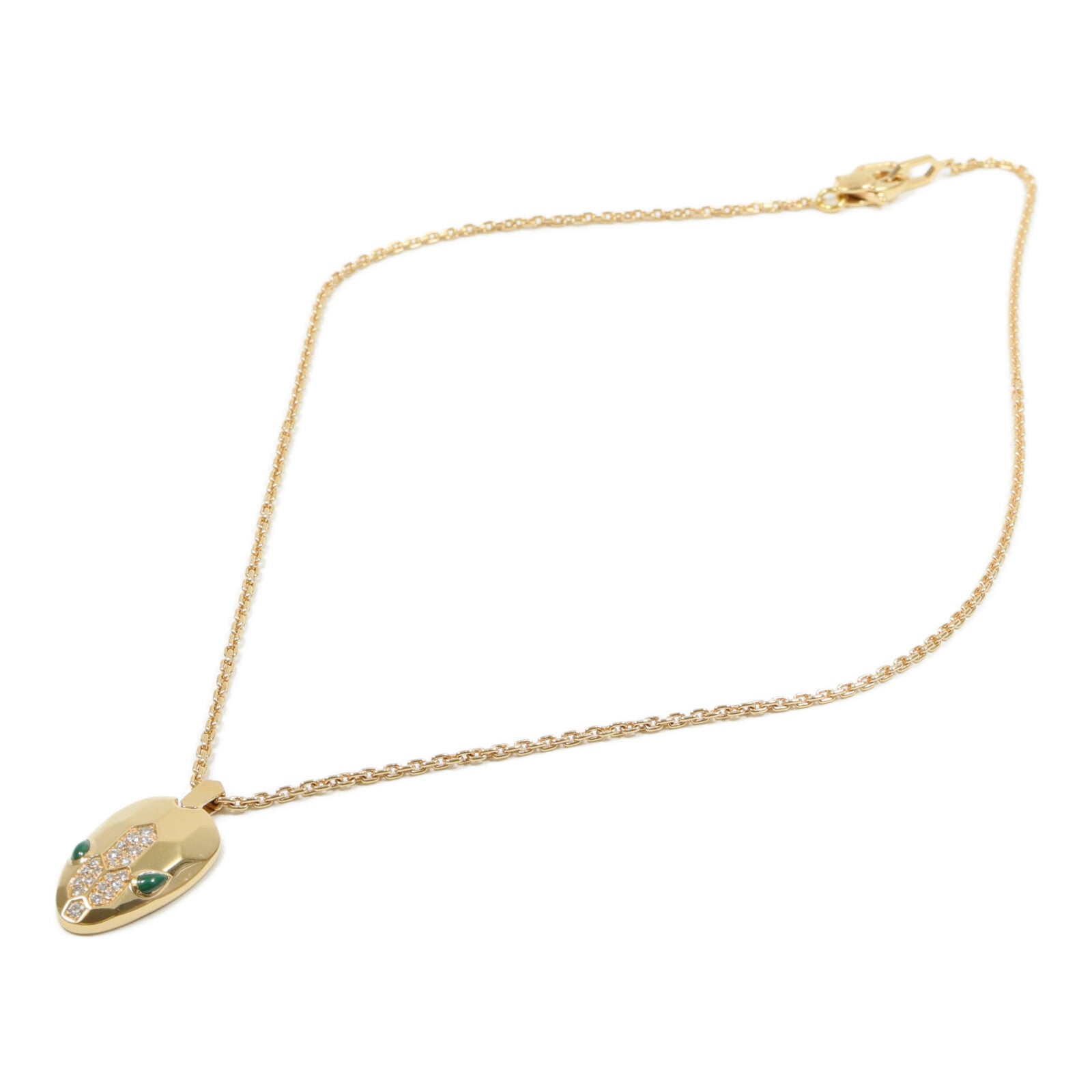 BVLGARI 18K玫瑰金Serpenti Seduttori Necklace孔雀石/鑽石項鍊