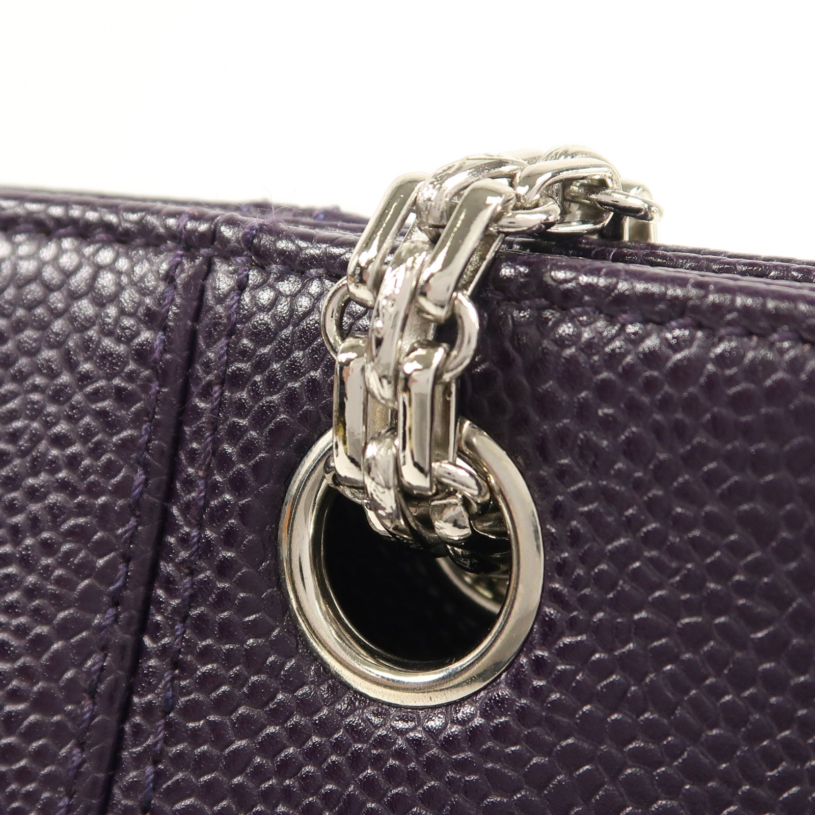 CHANEL 牛皮皮革Chain Shoulder銀扣鏈帶肩背袋