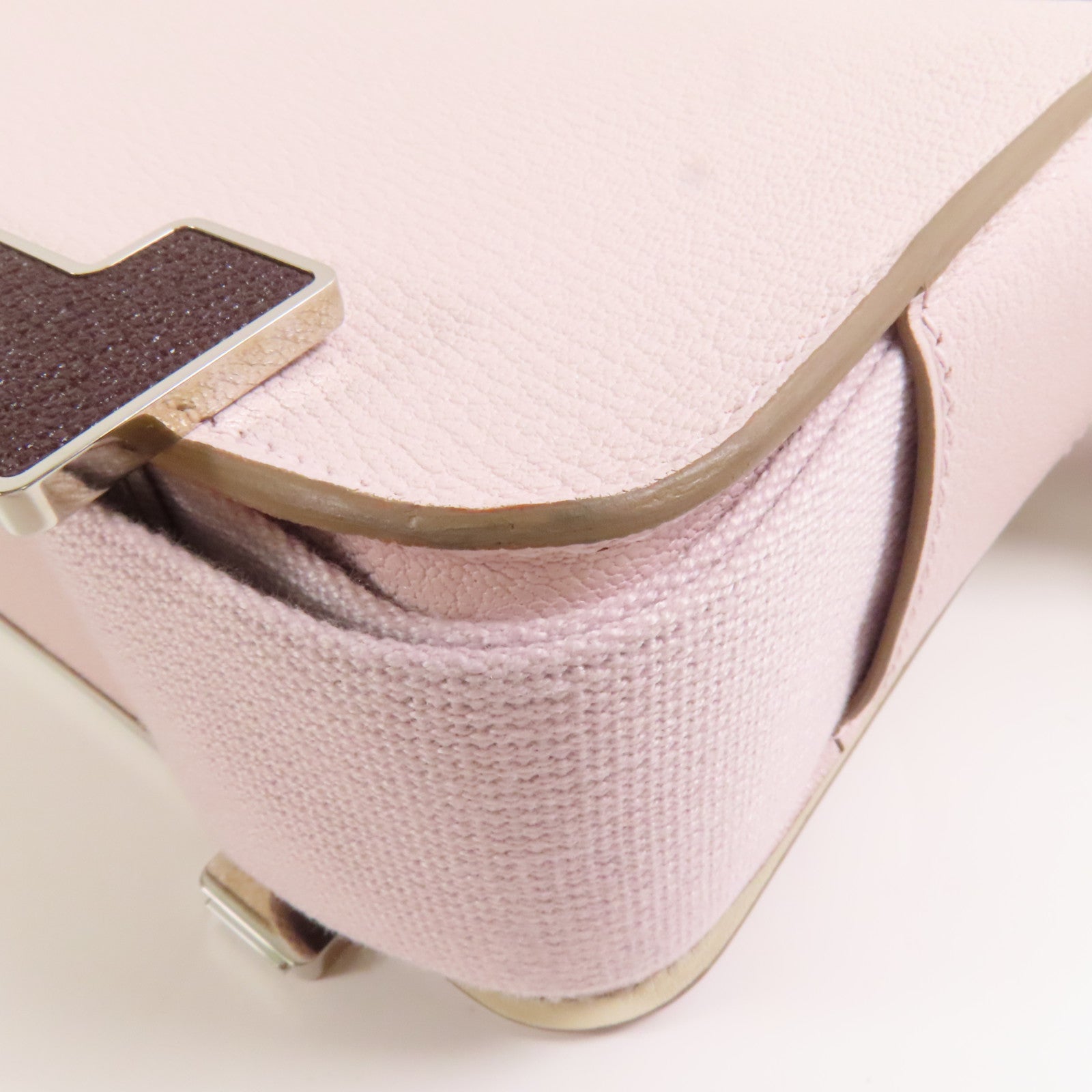 HERMES Chevre皮革Geta銀扣肩背袋Mauve Sylvestre