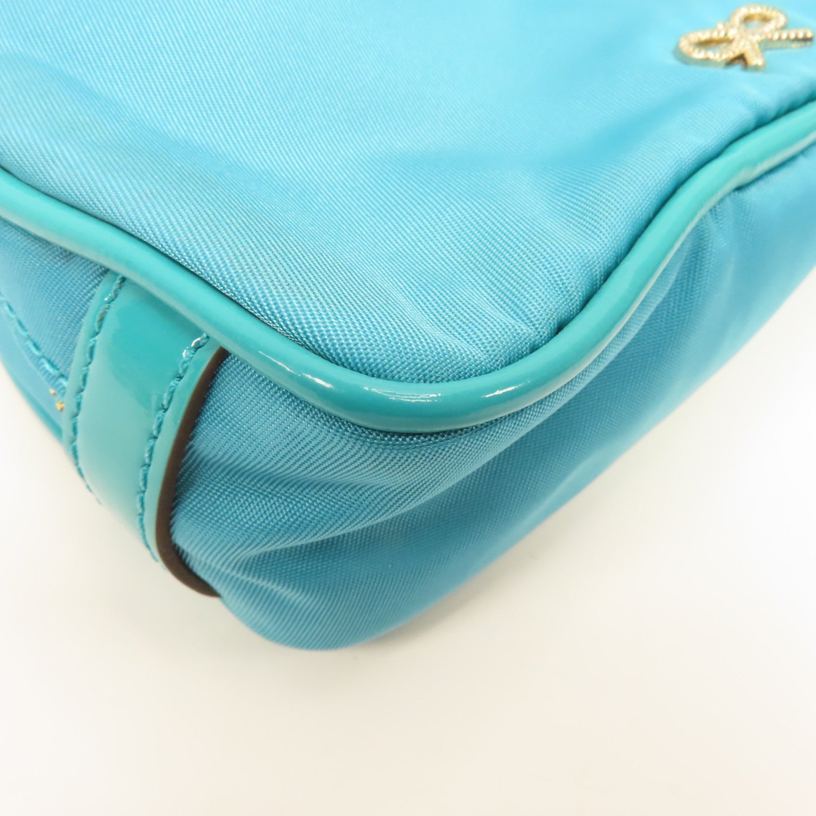ANYA HINDMARCH 尼龍Clutch Bag金扣手拿包藍色