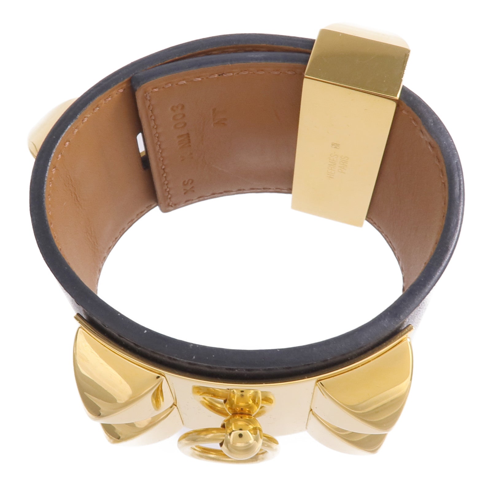 HERMES Box Calf皮革Collier de Chein Bracelet手帶