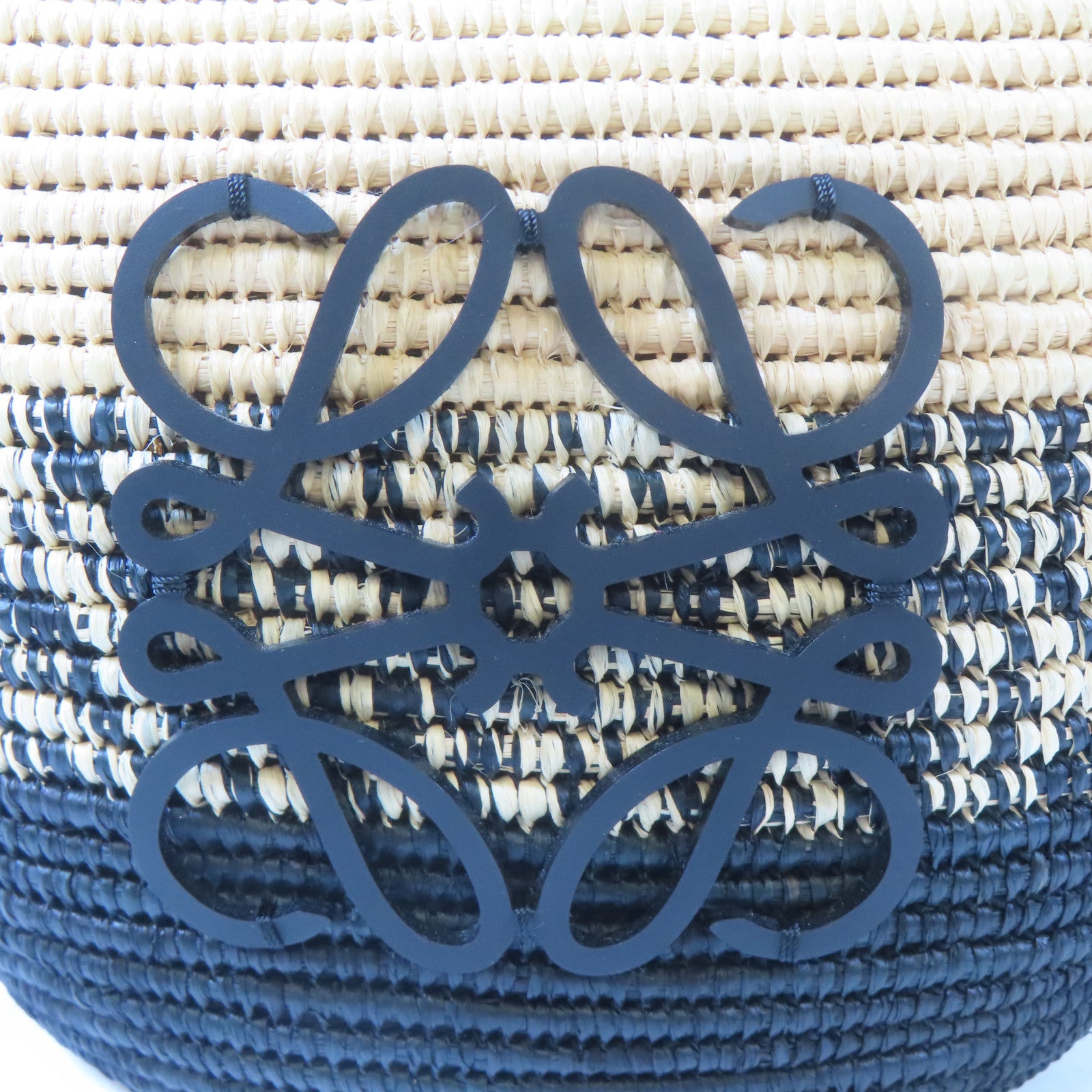 LOEWE 藤製Beehive Basket肩背袋黑色/棕色