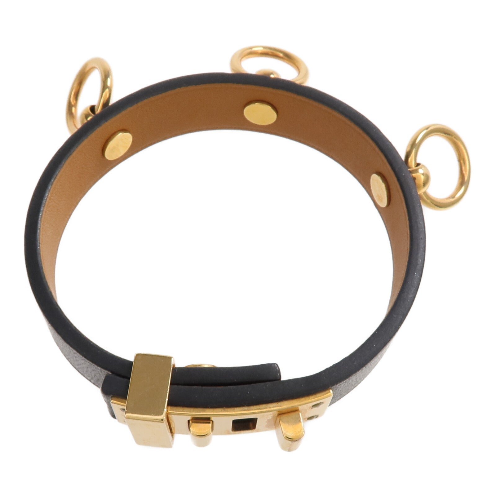 HERMES Swift皮革Mini Dog Bracelet金扣手帶Noir