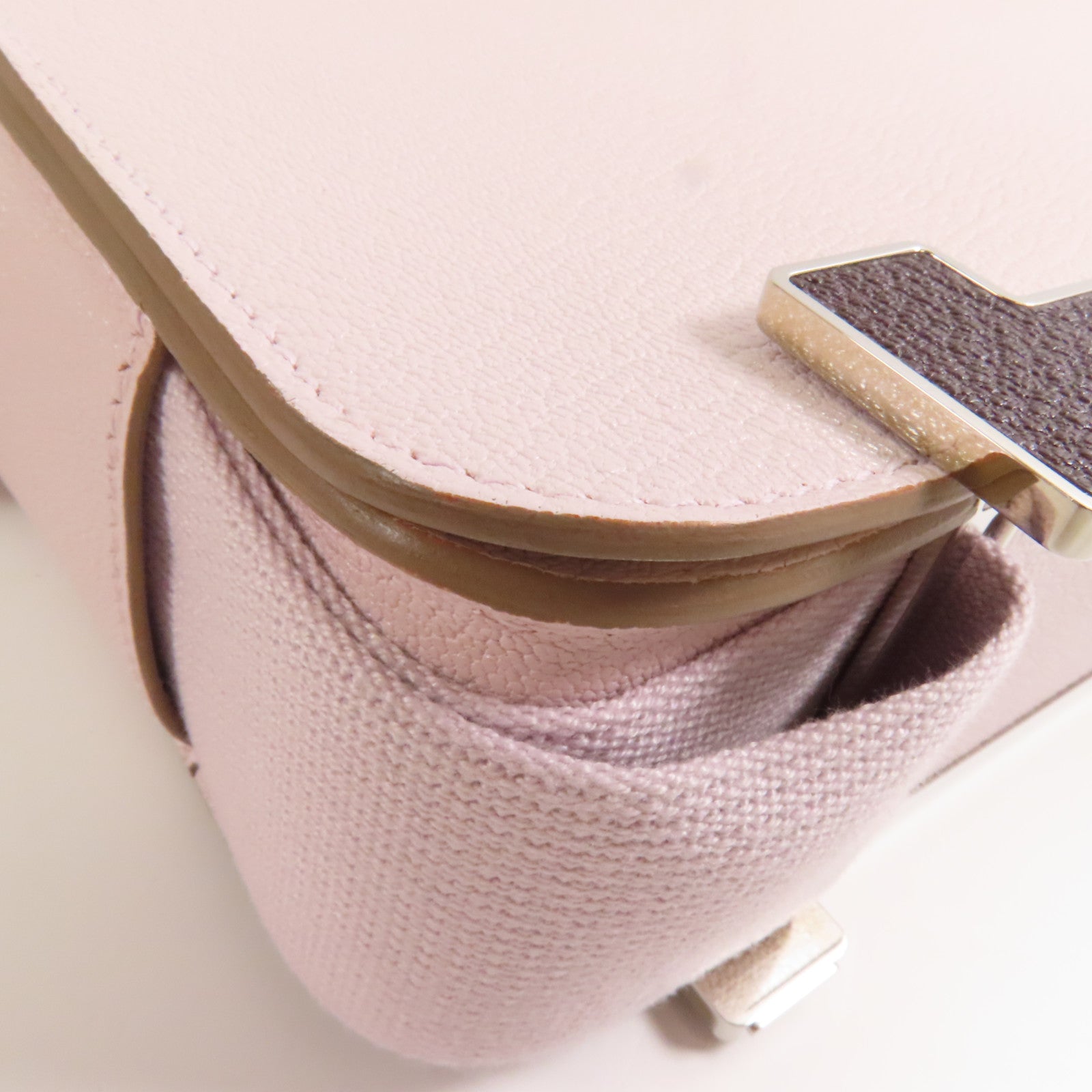 HERMES 【激減優惠】Chevre皮革Geta銀扣肩背袋Mauve Sylvestre