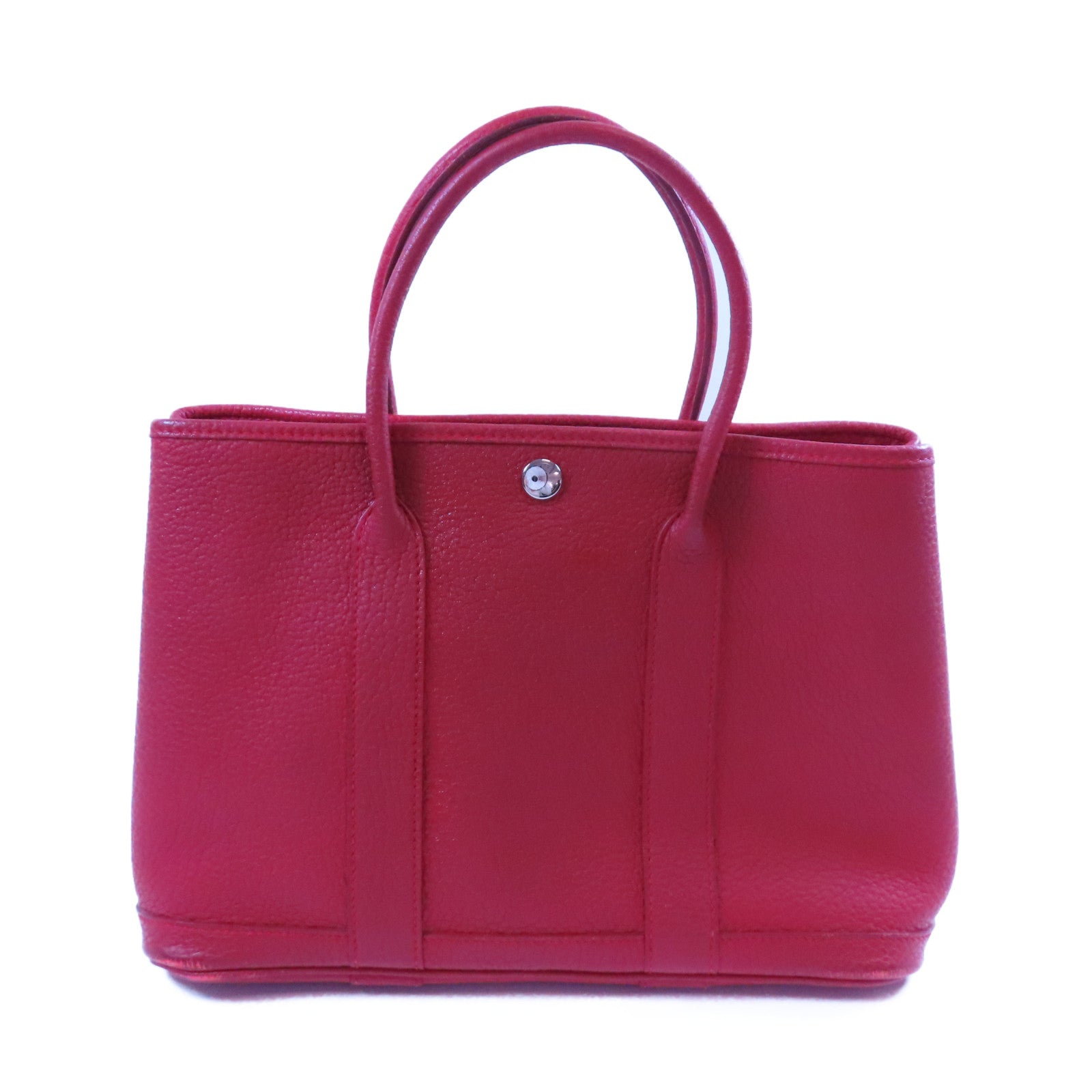 HERMES PHW Garden Party TPM Handbag Negonda Leather Q5 Rouge Casaque Red