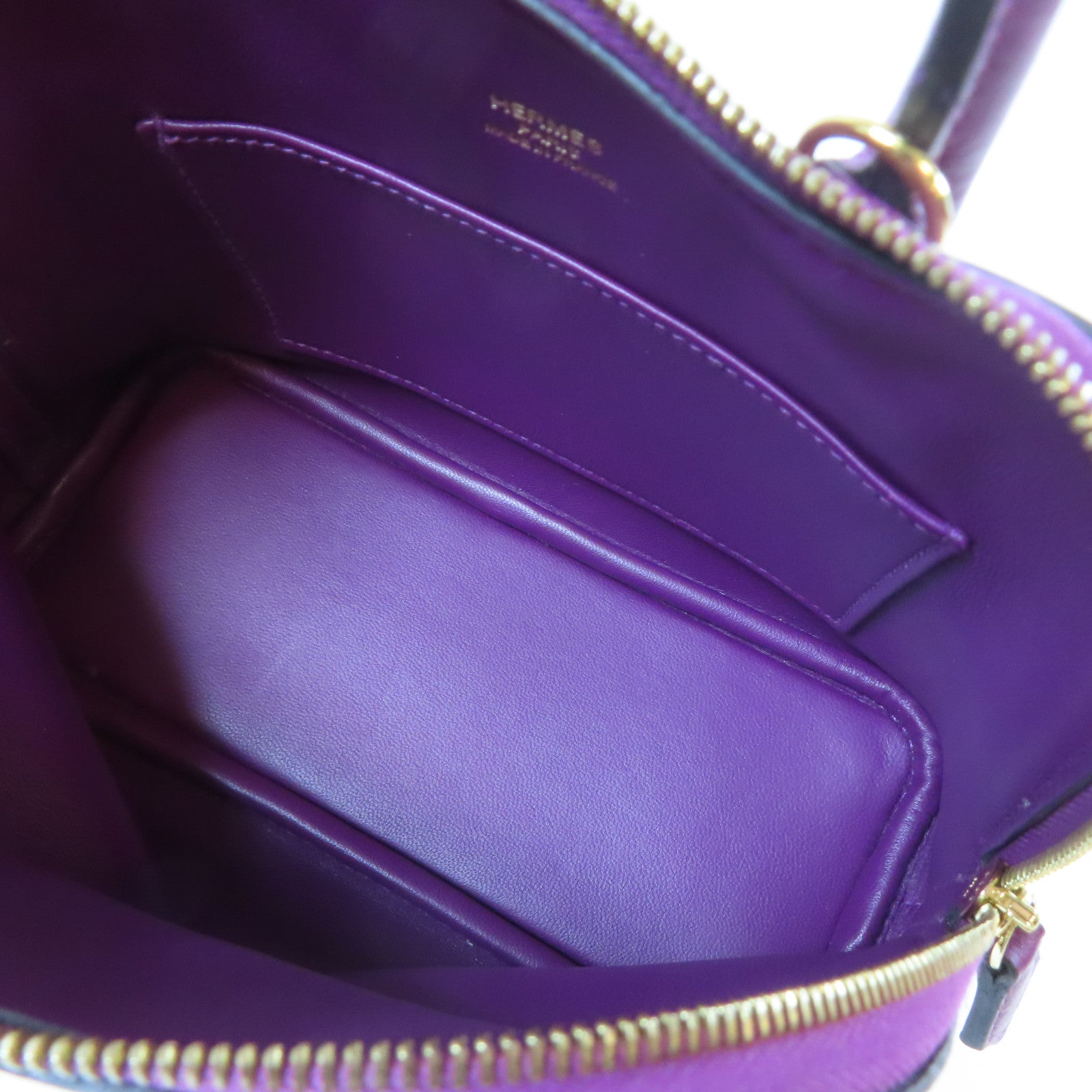 HERMES Evercolor皮革Bolide Mini金扣海葵手挽肩背兩用袋Anemone紫色