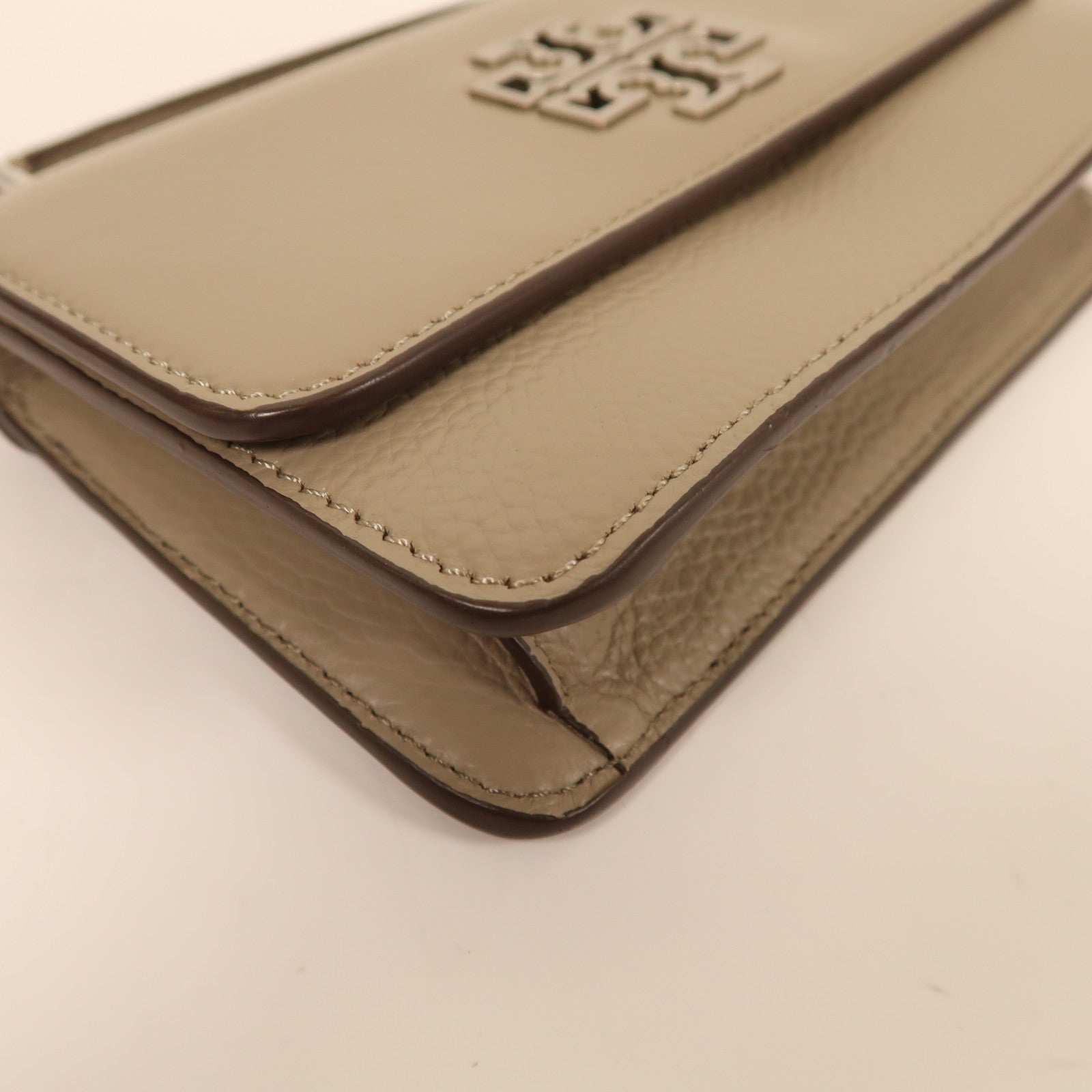 Tory Burch 牛皮皮革Shoulder Bag銀扣手挽肩背兩用袋灰色