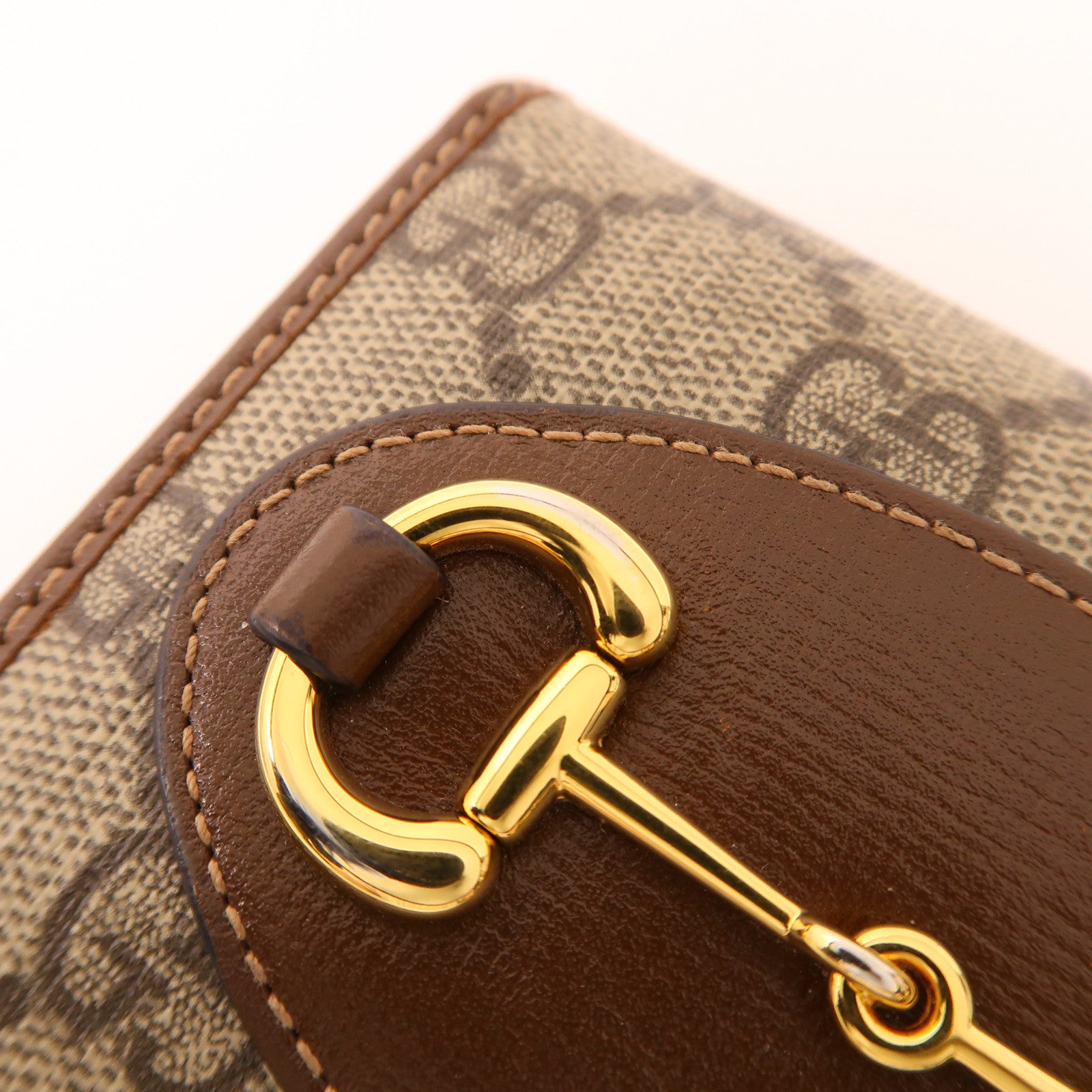 GUCCI 塗層帆布Horsebit 1955金扣錢包