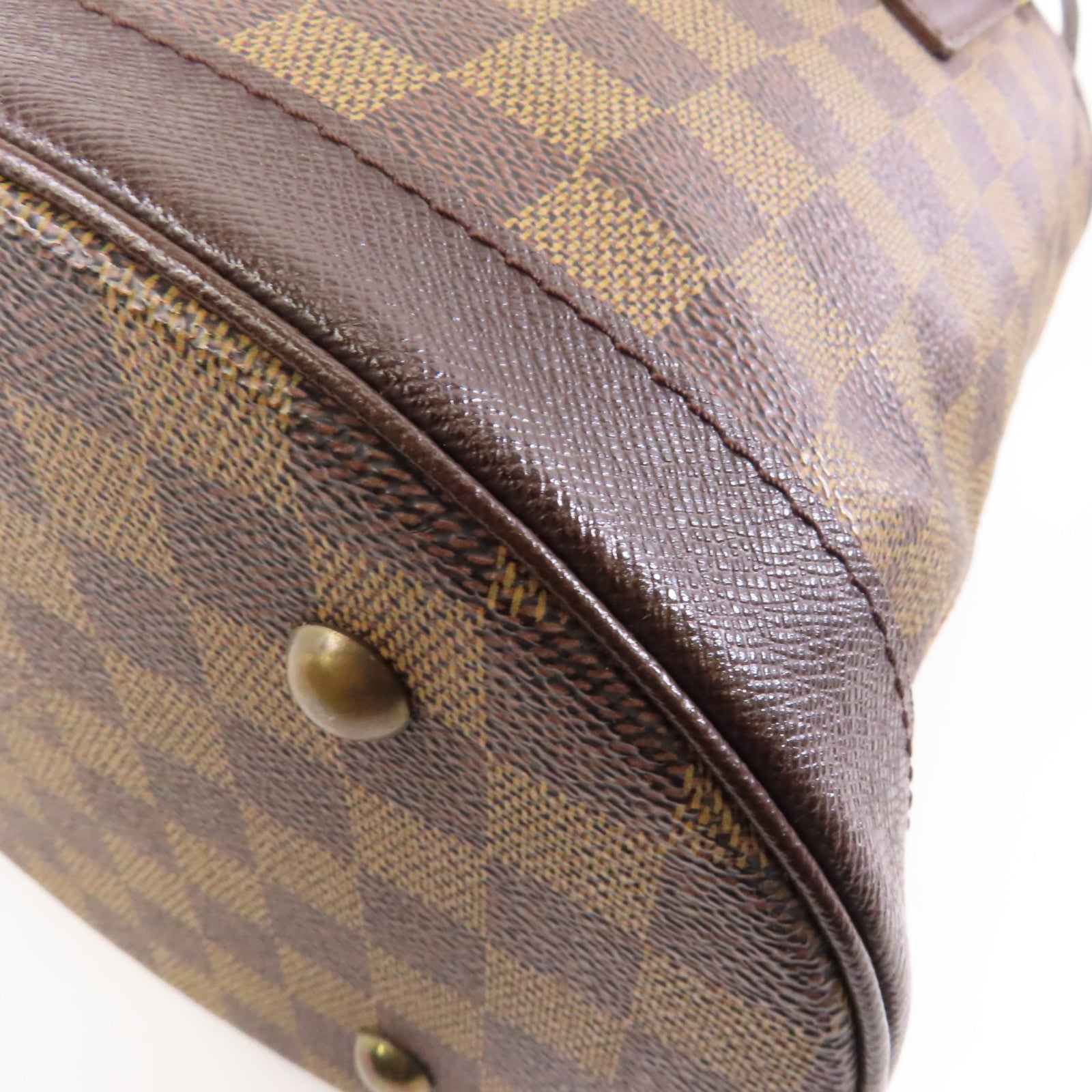 LOUIS VUITTON Damier Marais金扣手挽袋棕色