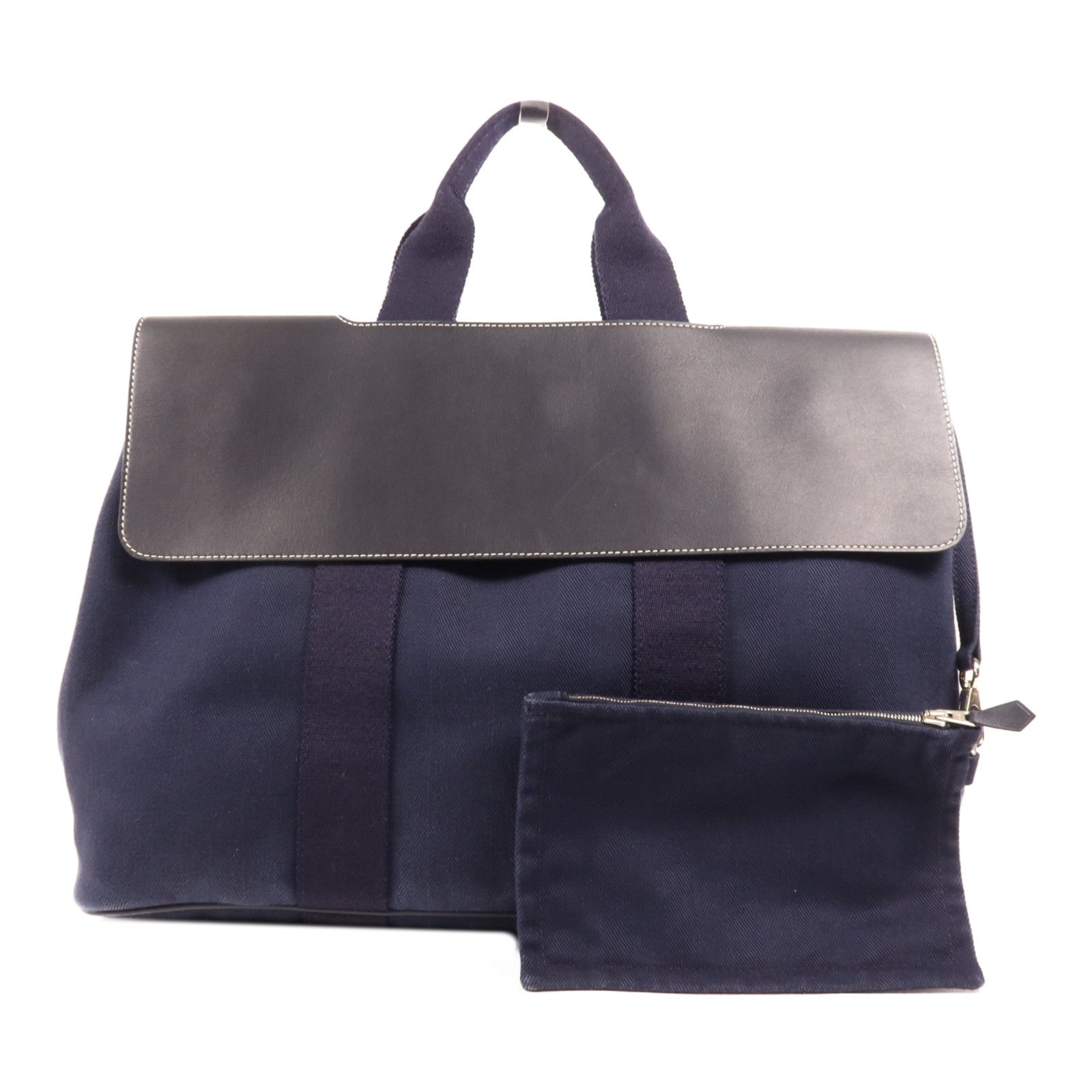 HERMES 帆布Valparaiso MM銀扣手挽袋