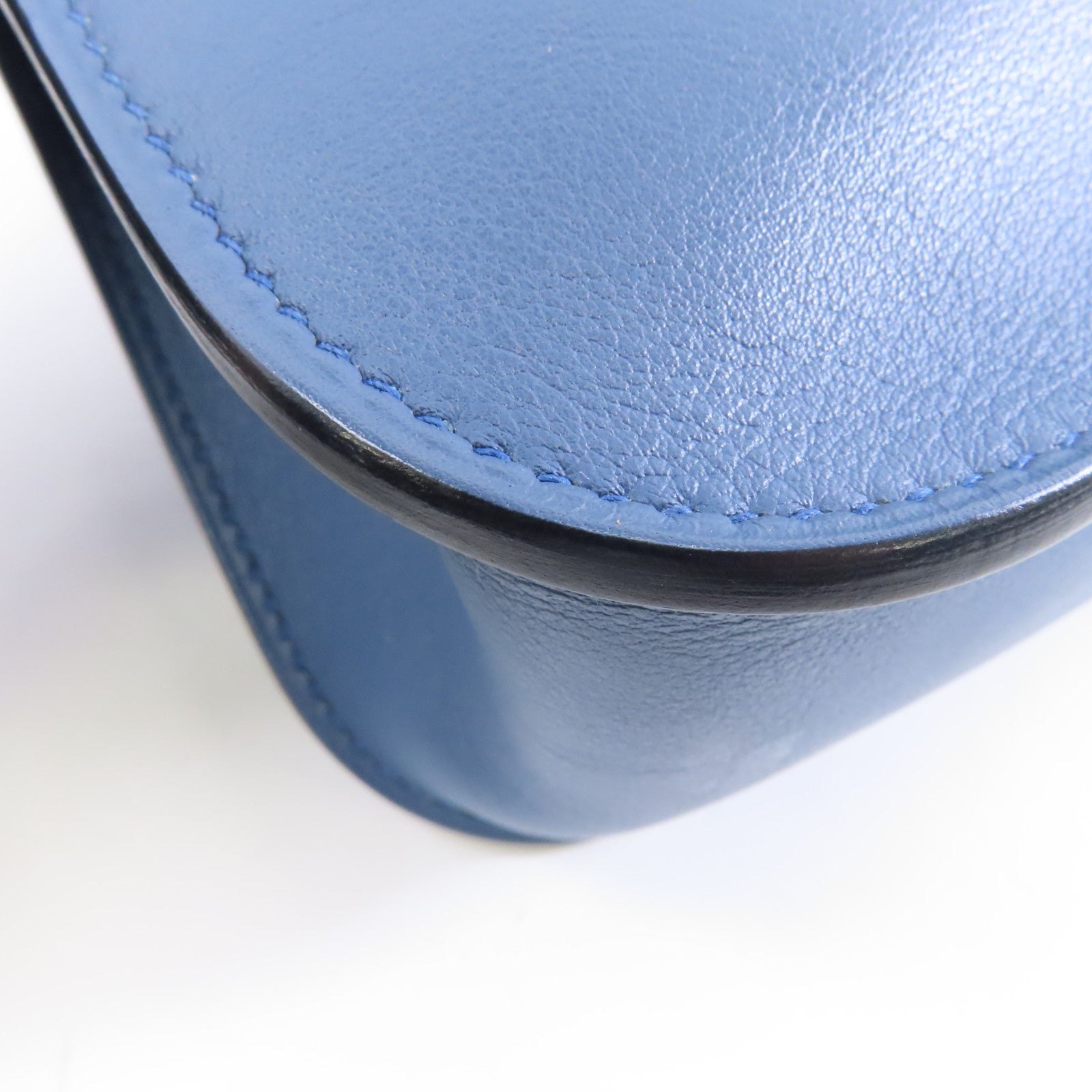HERMES Swift皮革 Mini Halzan銀扣手挽肩背兩用袋Bleu Agate/藍色