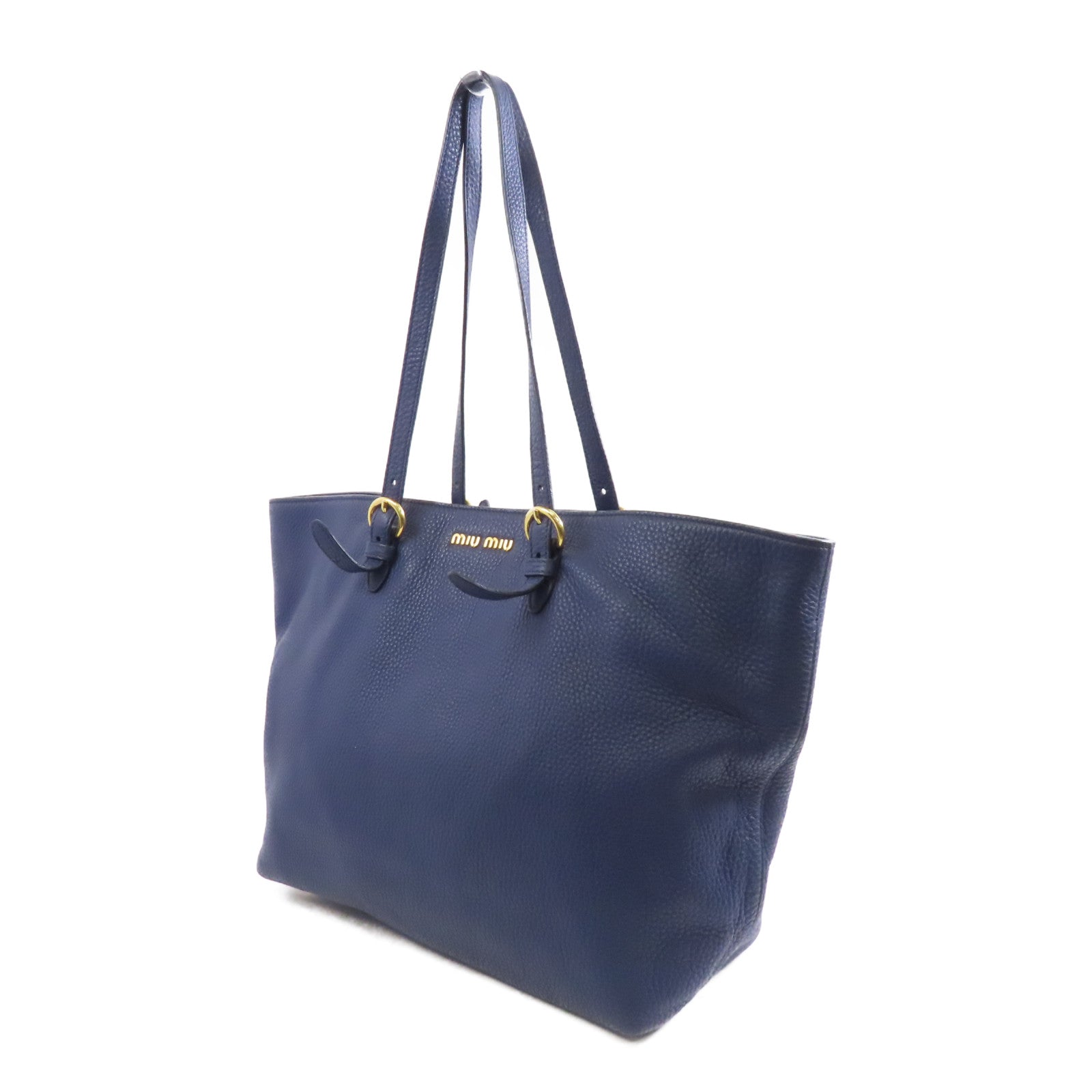 Miu Miu 牛皮皮革2 Way Shoulder Tote金扣手挽肩背兩用袋藍色