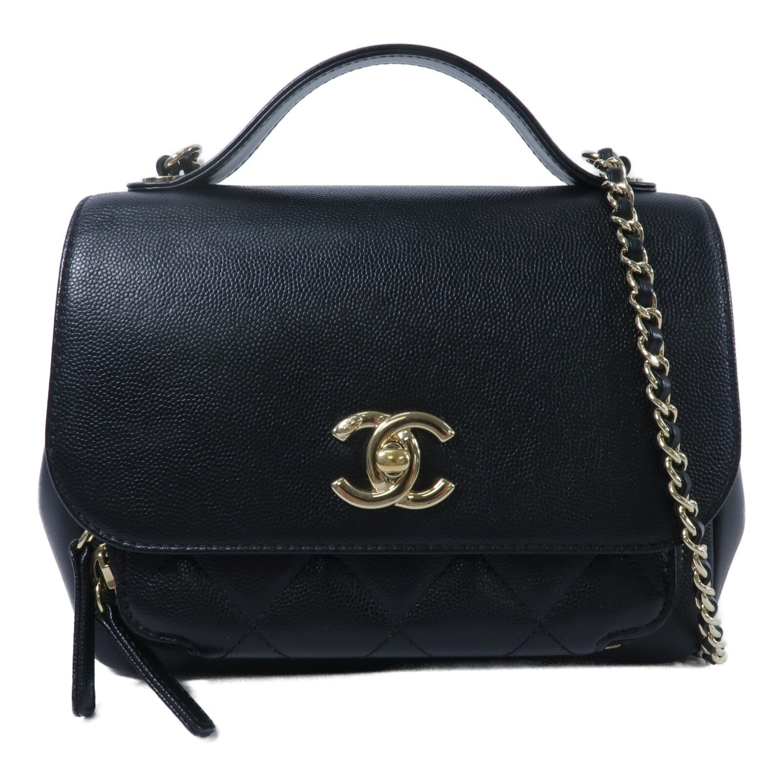 CHANEL 牛皮皮革Business Affinity Small鏈帶手挽肩背兩用袋