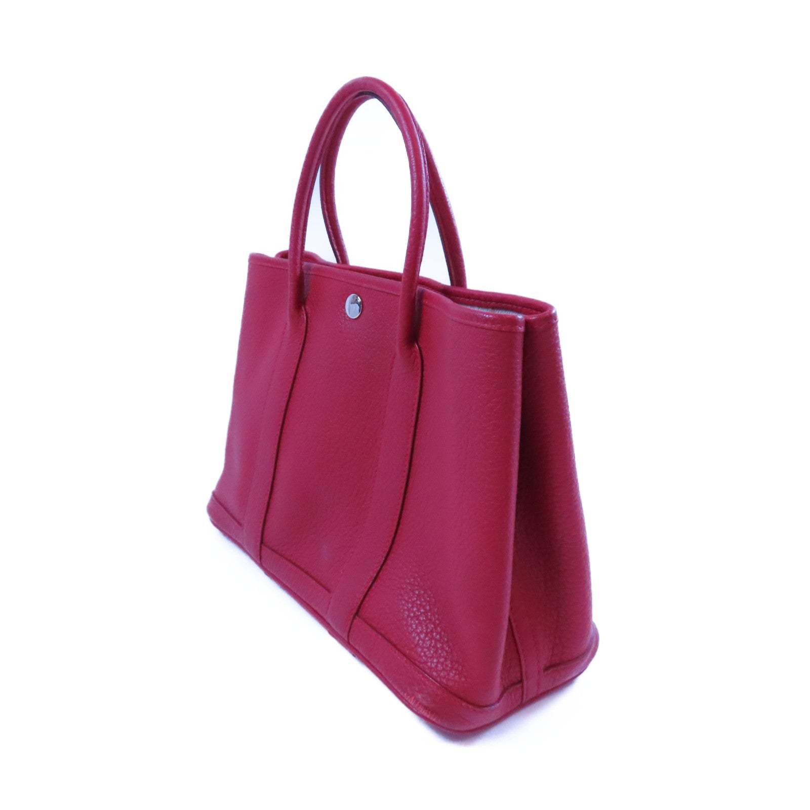 HERMES PHW Garden Party TPM Handbag Negonda Leather Q5 Rouge Casaque Red
