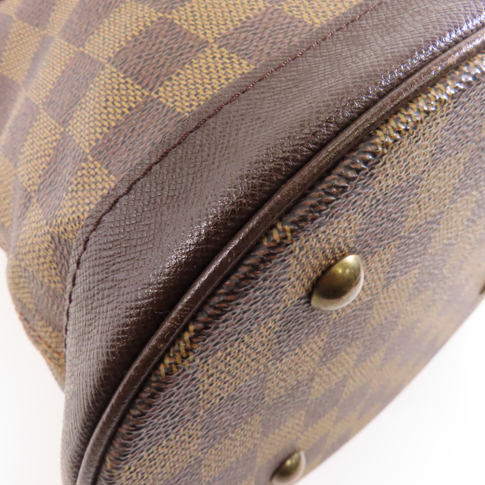 LOUIS VUITTON Damier Marais金扣手挽袋棕色