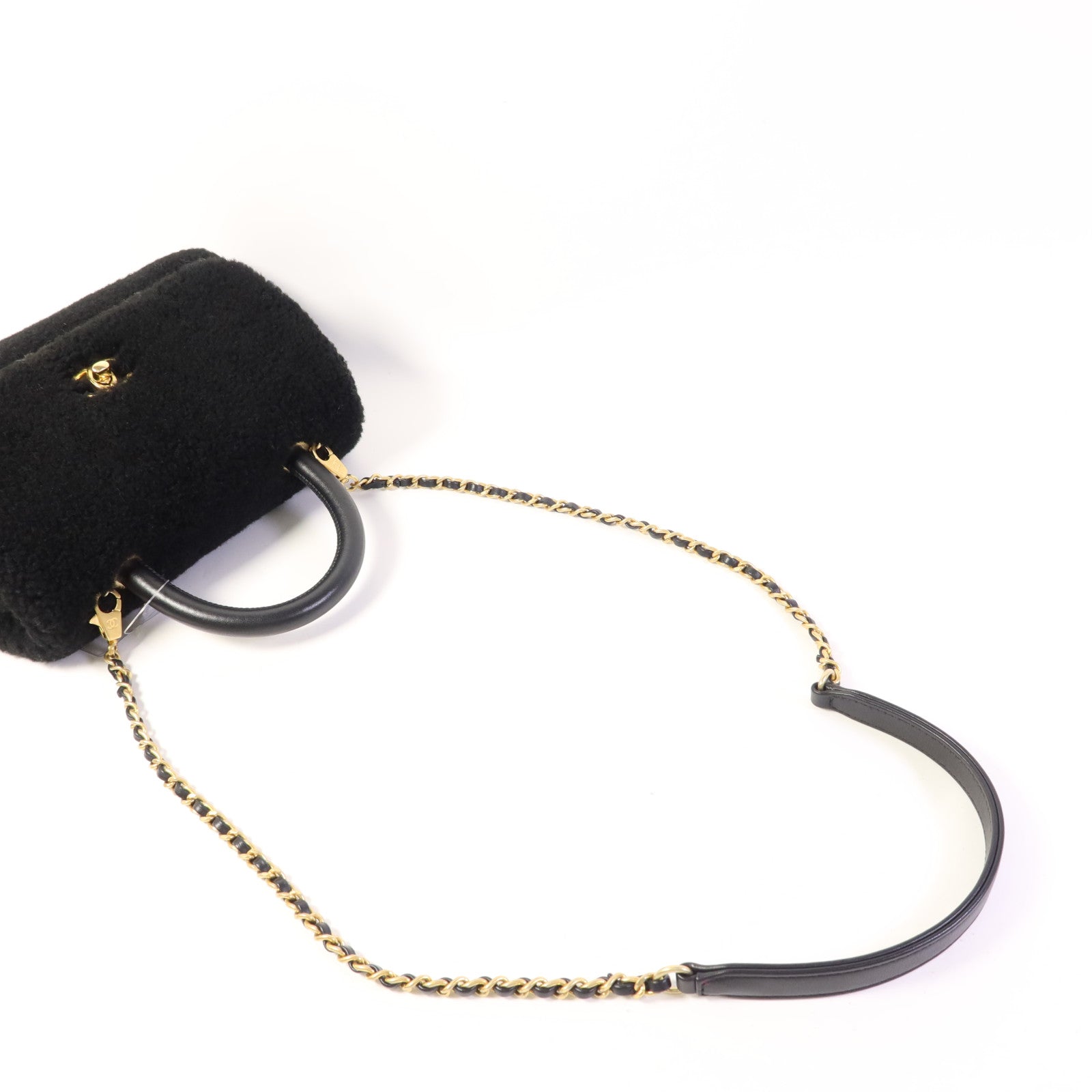 CHANEL Shearling Coco Handle金扣手挽肩背兩用袋