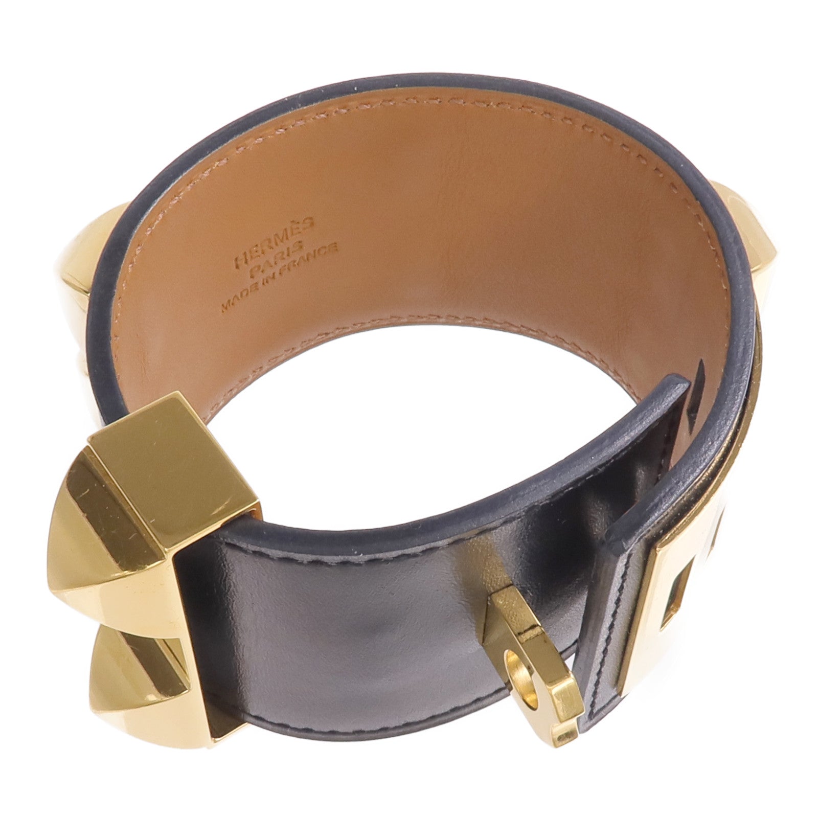 HERMES Box Calf皮革Collier de Chein Bracelet手帶