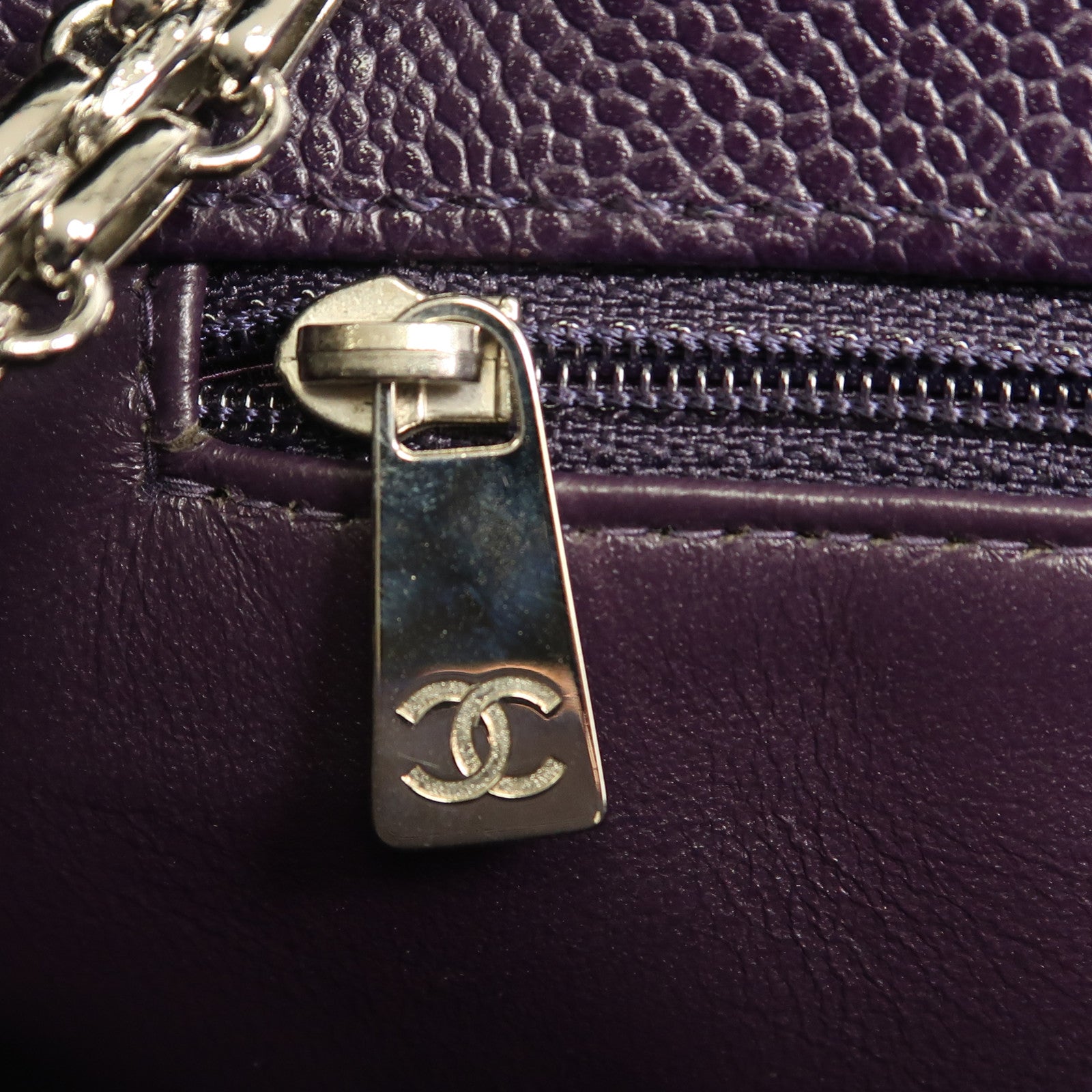 CHANEL 牛皮皮革Chain Shoulder銀扣鏈帶肩背袋