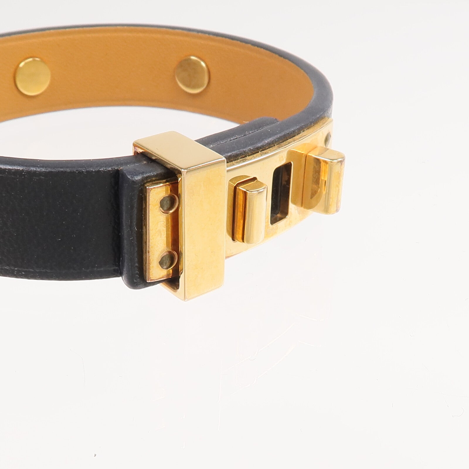 HERMES Swift皮革Mini Dog Bracelet金扣手帶Noir