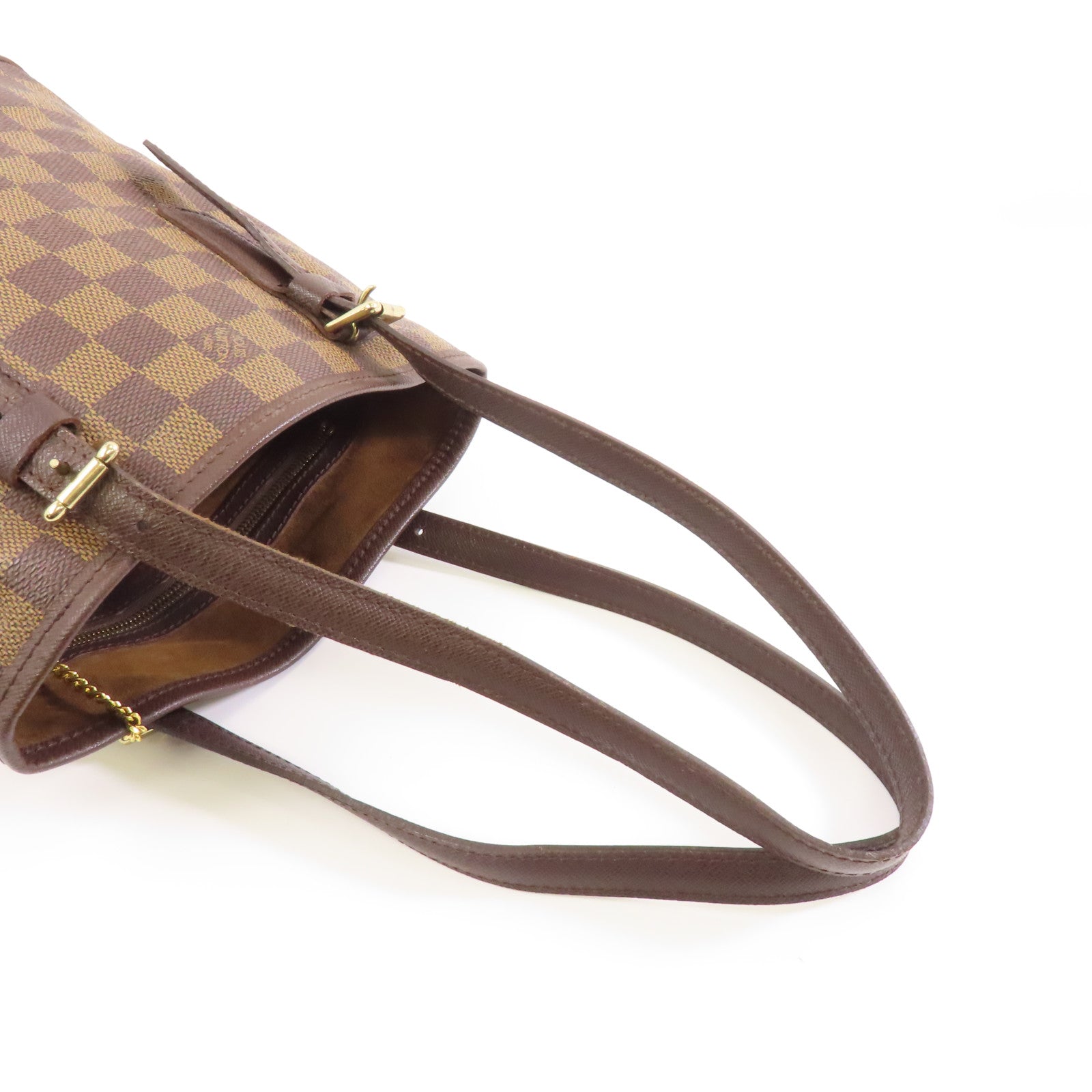 LOUIS VUITTON Damier Marais金扣手挽袋棕色