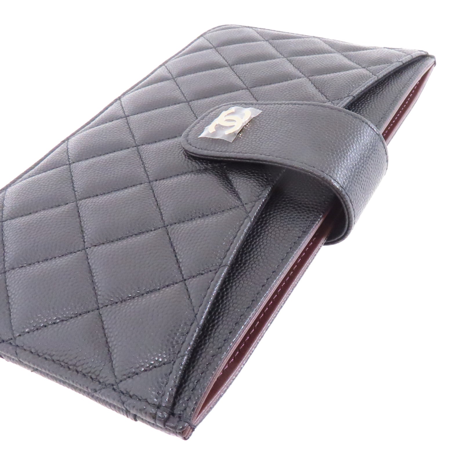CHANEL 菱格Caviar皮革Pouch Wallet銀扣手拿包黑色