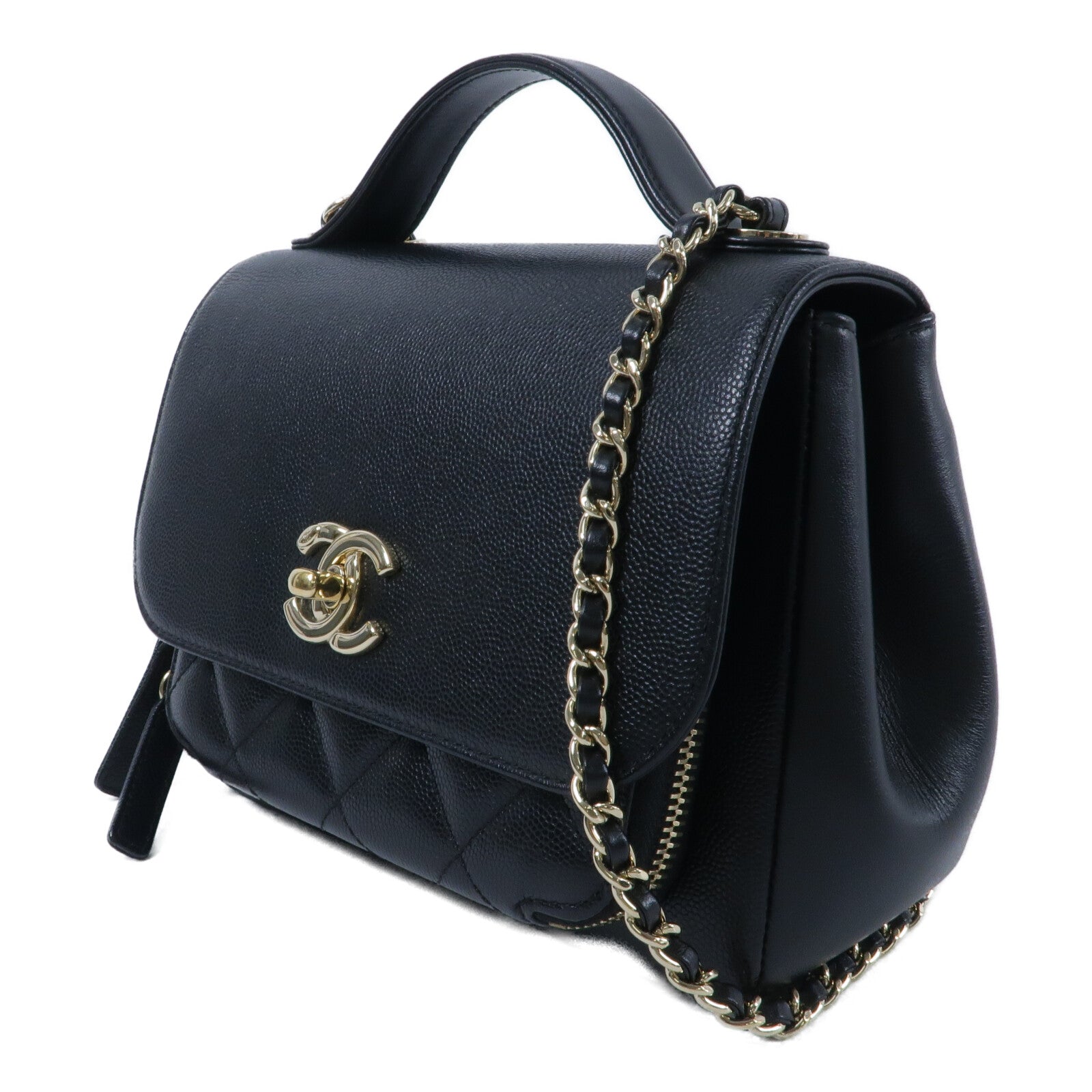 CHANEL 牛皮皮革Business Affinity Small鏈帶手挽肩背兩用袋