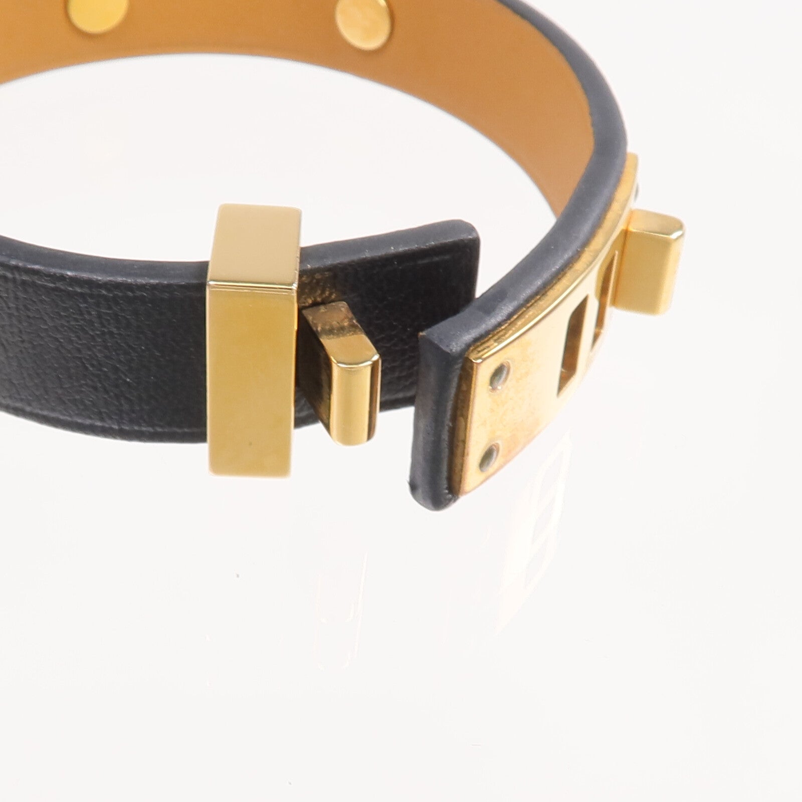 HERMES Swift皮革Mini Dog Bracelet金扣手帶Noir
