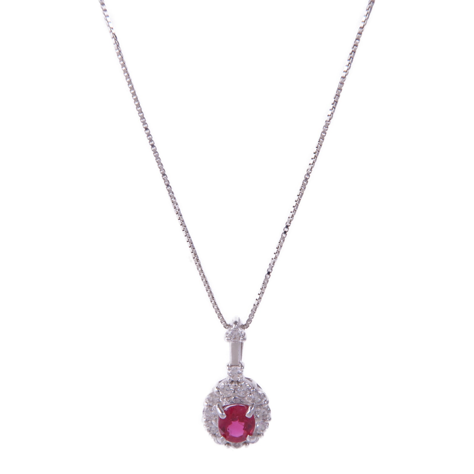 JEWELRY 【激減優惠】18K白金Ruby Diamond Necklace紅寶石/鑽石項鍊