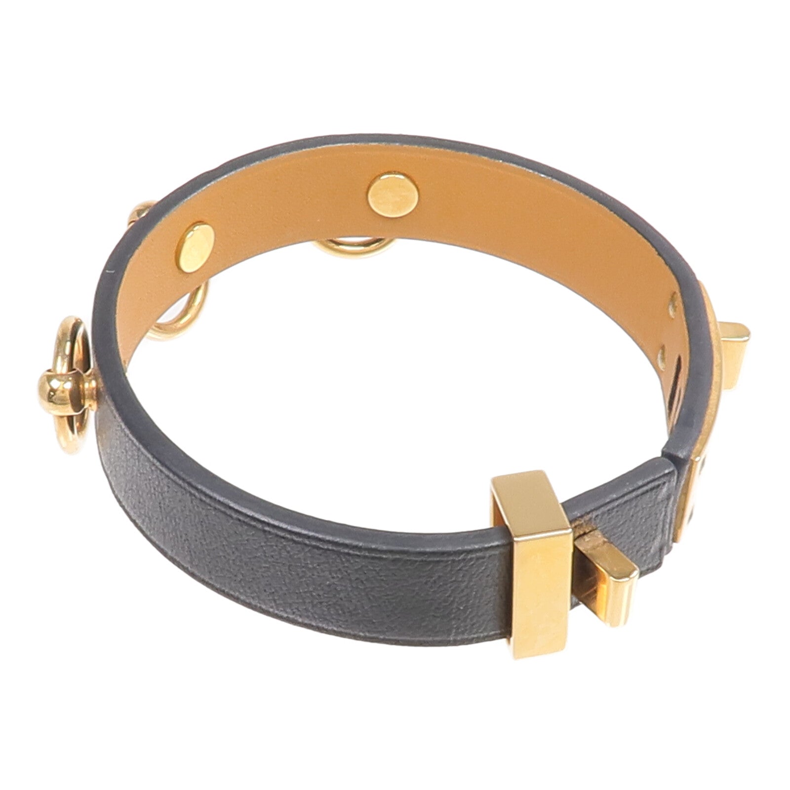 HERMES Swift皮革Mini Dog Bracelet金扣手帶Noir