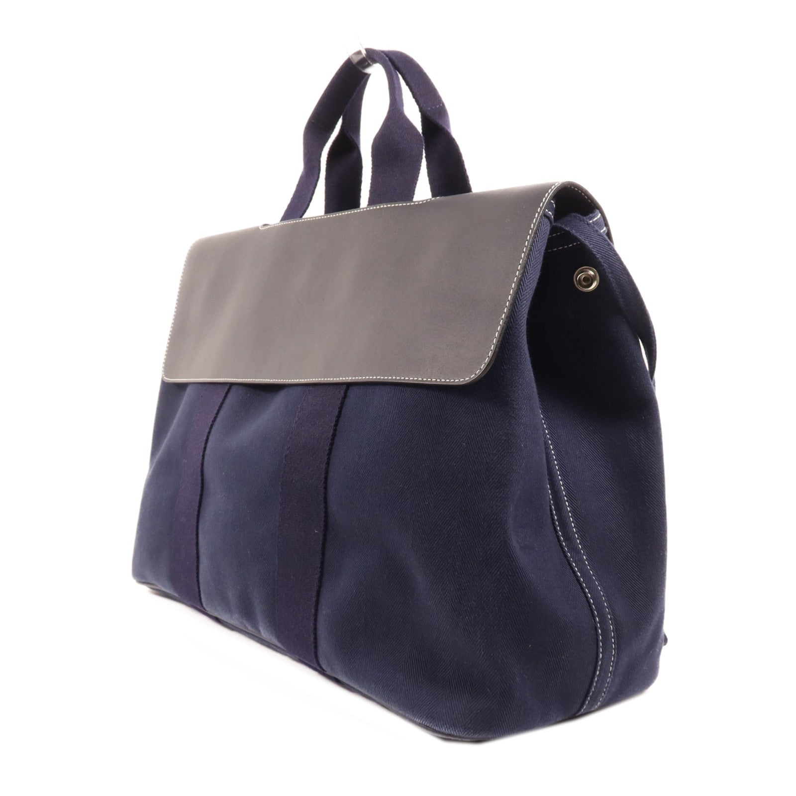 HERMES 帆布Valparaiso MM銀扣手挽袋