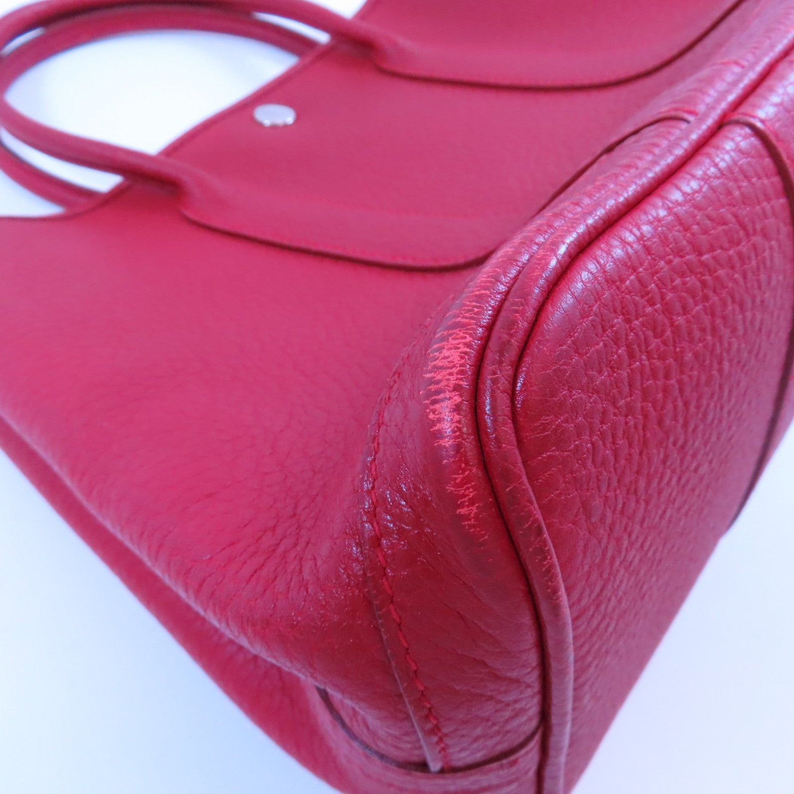 HERMES PHW Garden Party TPM Handbag Negonda Leather Q5 Rouge Casaque Red