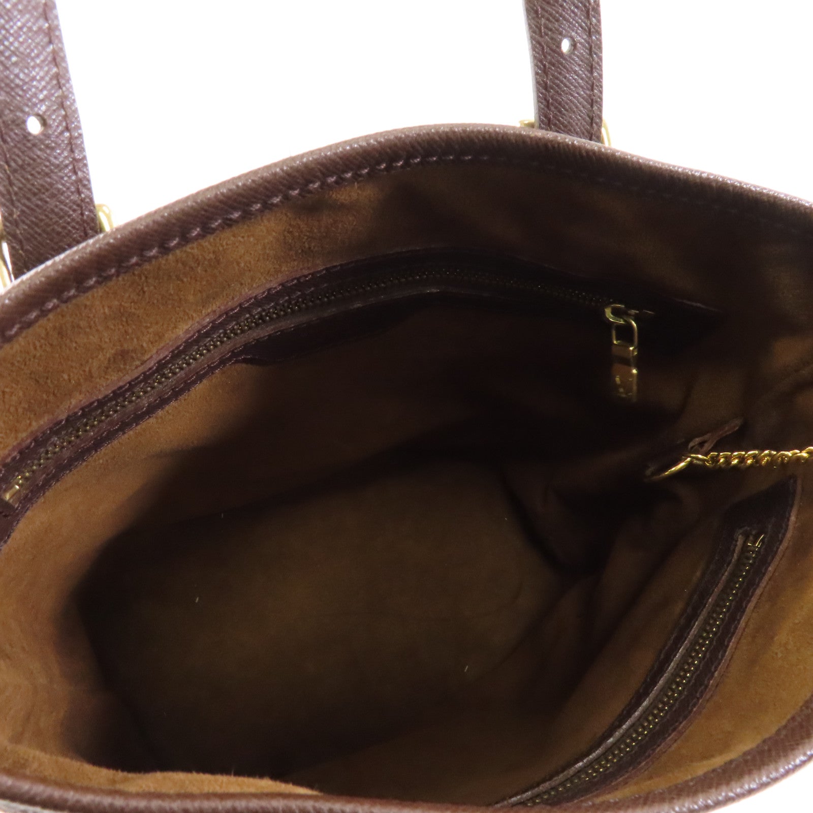 LOUIS VUITTON Damier Marais金扣手挽袋棕色