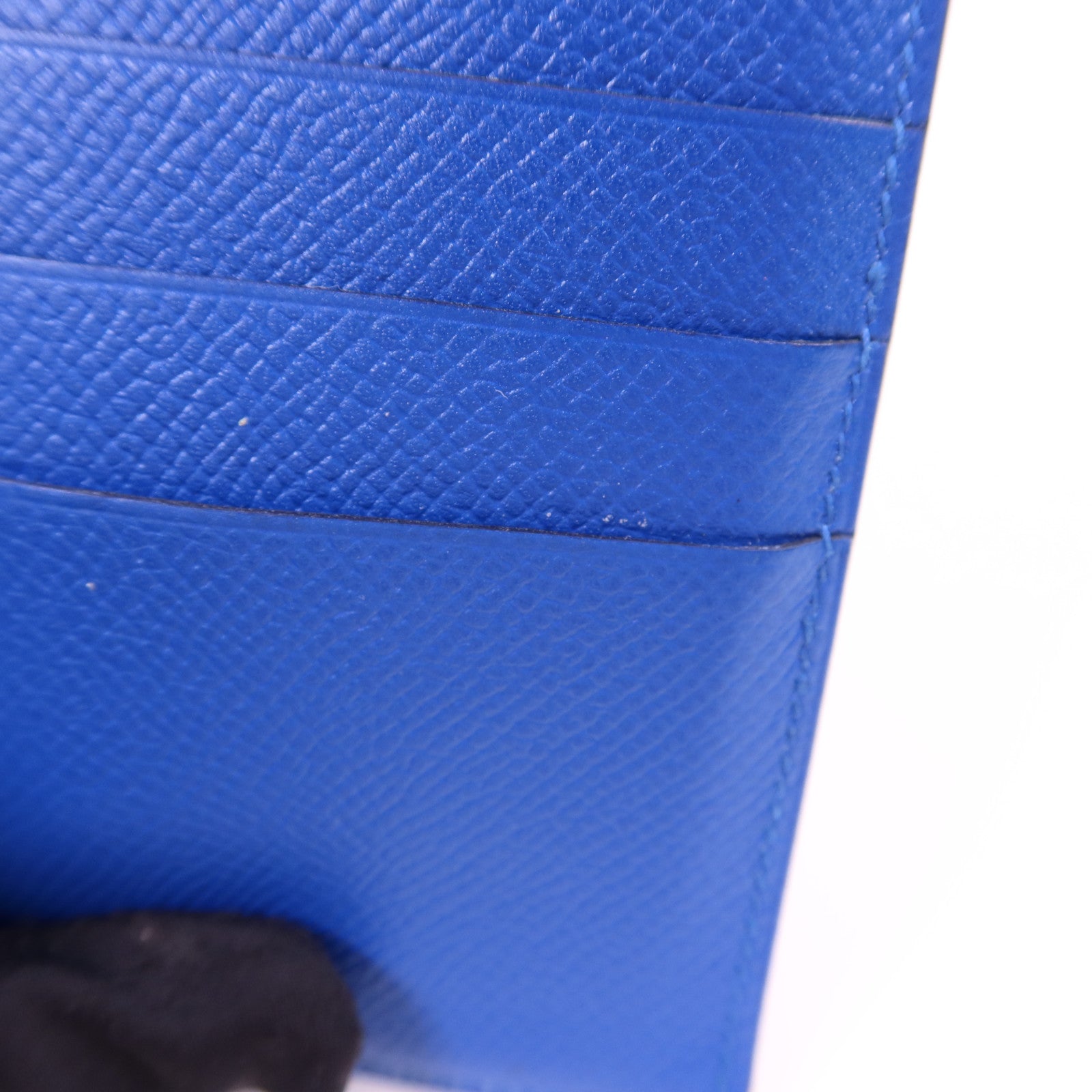 HERMES Epsom皮革Kelly Short Wallet金扣錢包Blue Zanzibar