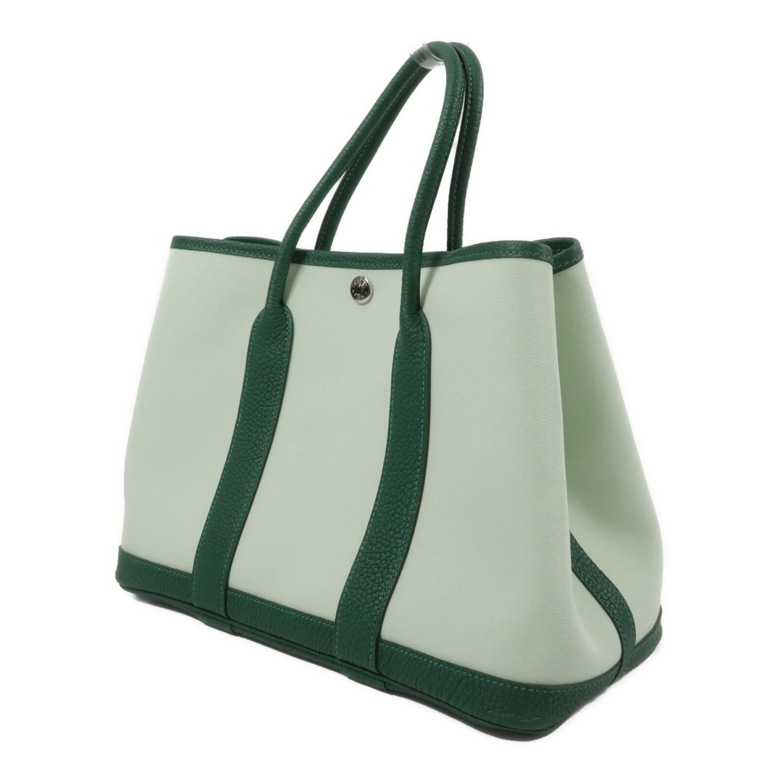 HERMES 帆布/Negonda皮革Garden Party TPM手挽袋Vert Peppermint/Moyen