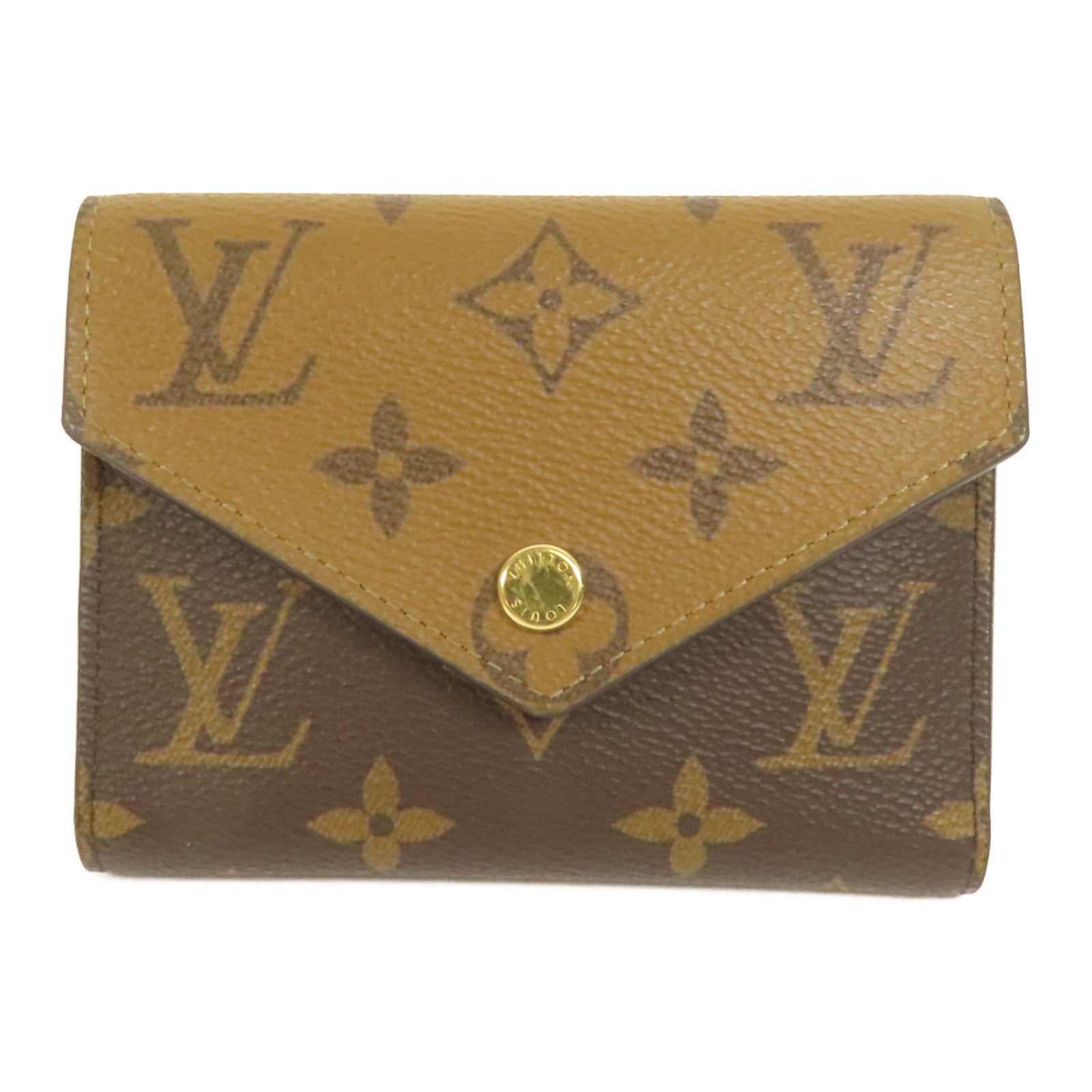 LOUIS VUITTON Monogram/Monogram Reverse Victorine Wallet金扣錢包棕色