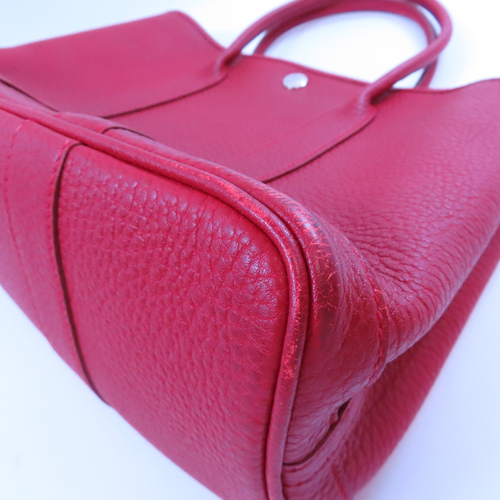 HERMES PHW Garden Party TPM Handbag Negonda Leather Q5 Rouge Casaque Red