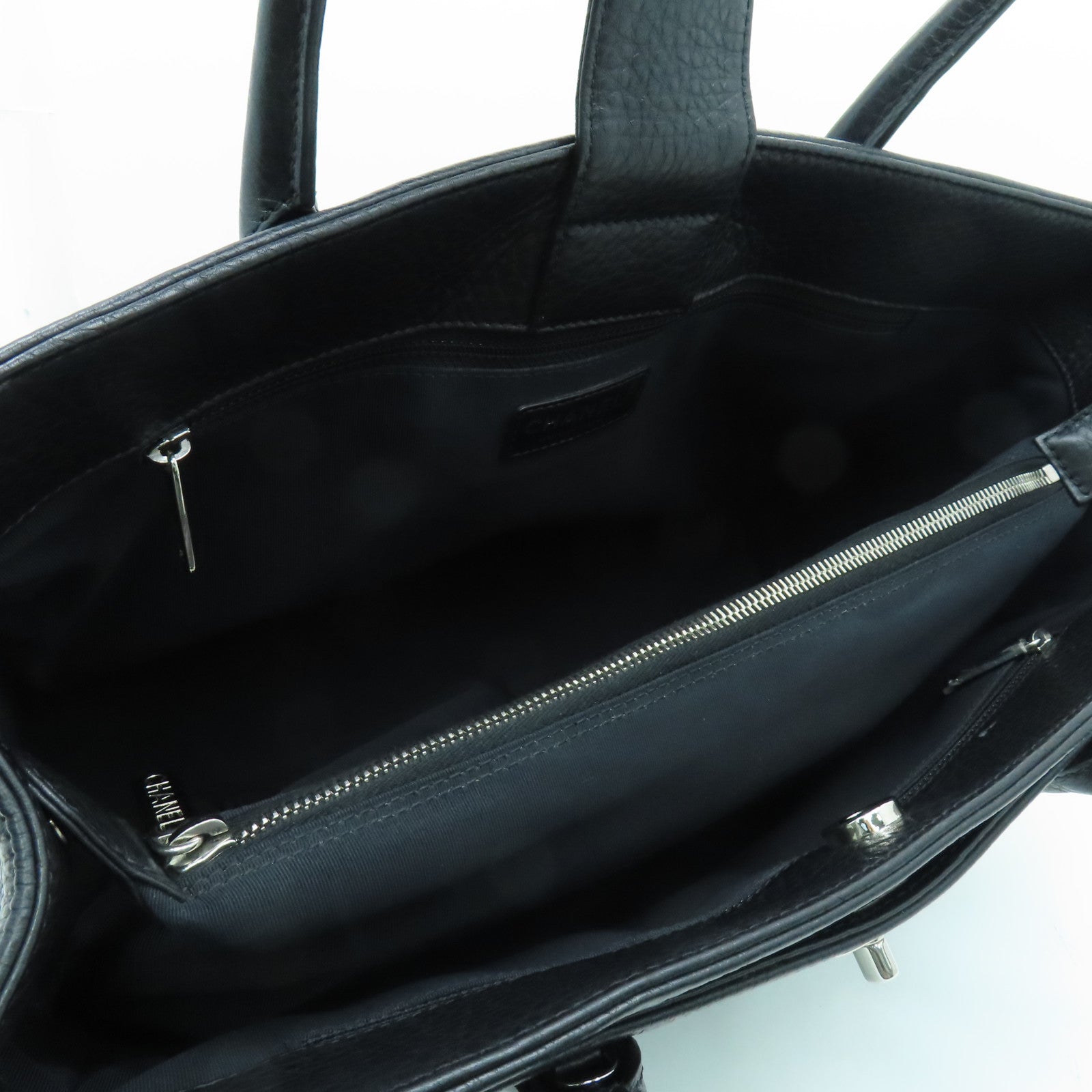 CHANEL 【激減優惠】牛皮皮革2 Way Shoulder Bag銀扣手挽肩背兩用袋黑色