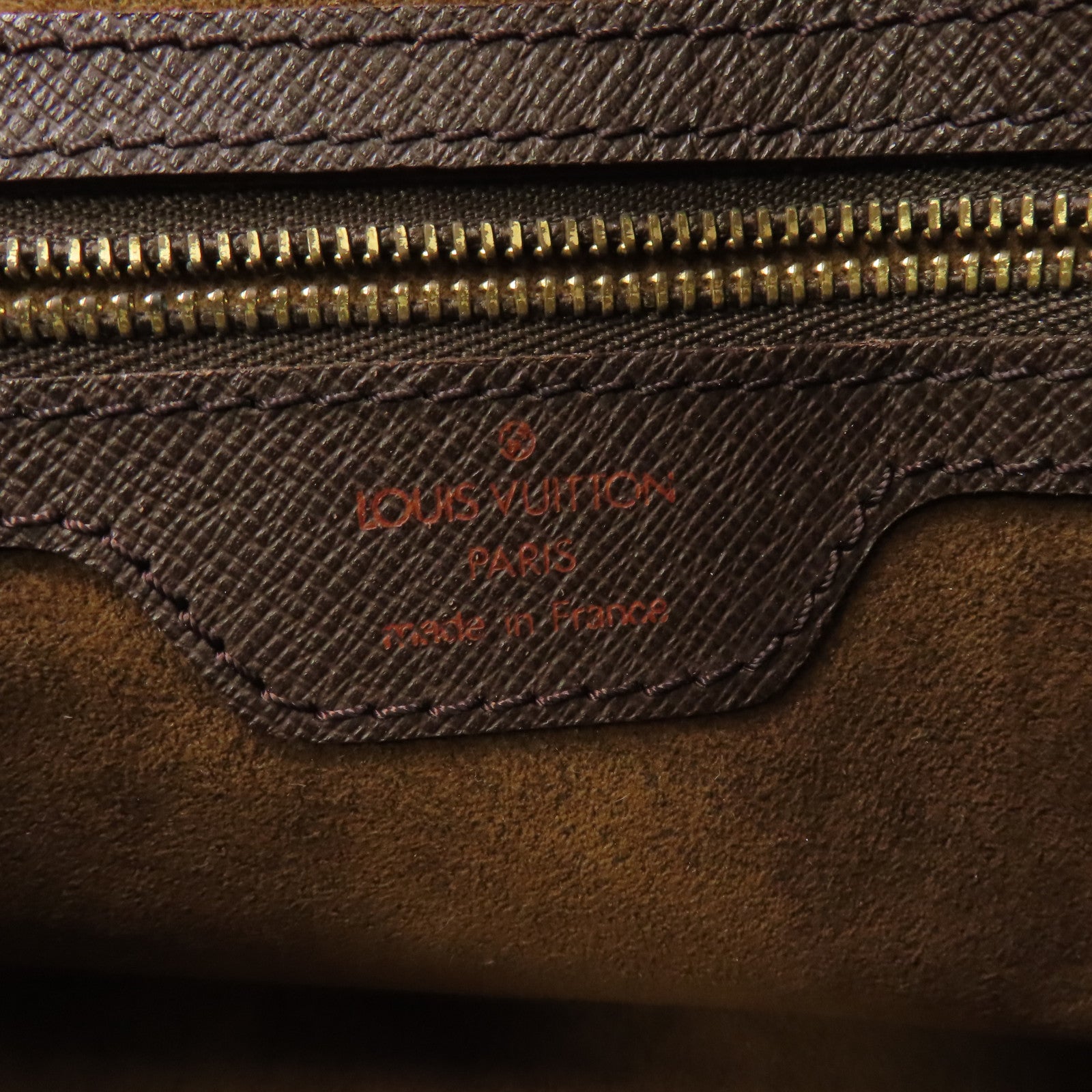 LOUIS VUITTON Damier Marais金扣手挽袋棕色