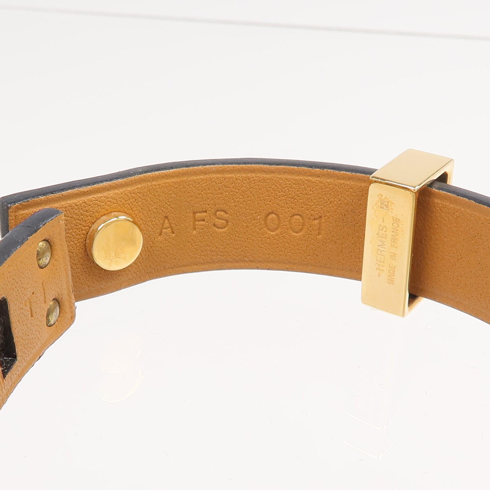 HERMES Swift皮革Mini Dog Bracelet金扣手帶Noir