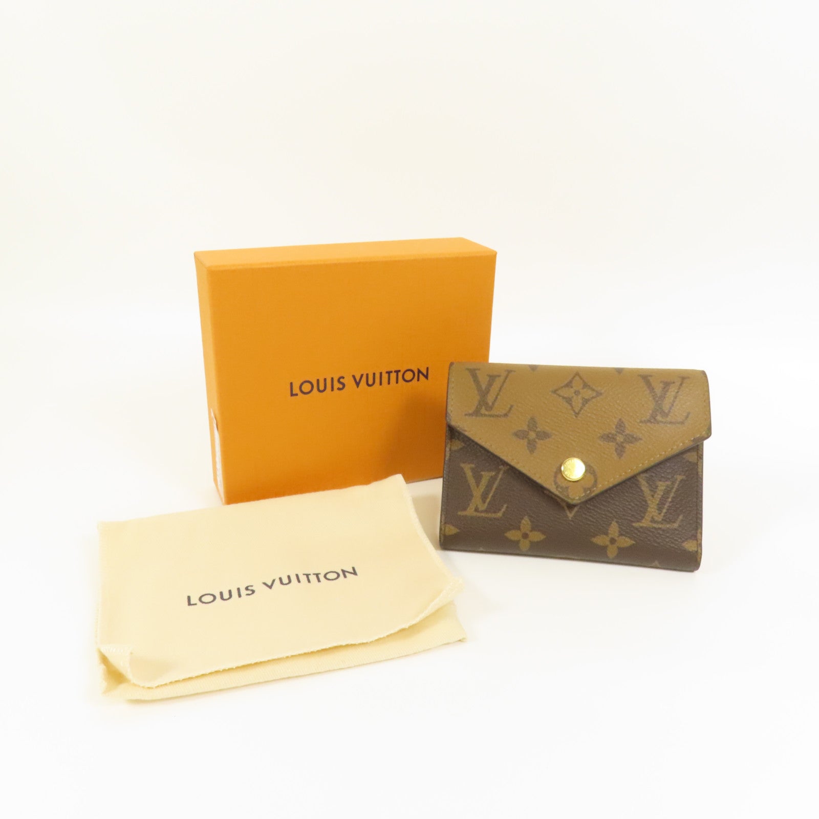 LOUIS VUITTON Monogram/Monogram Reverse Victorine Wallet金扣錢包棕色