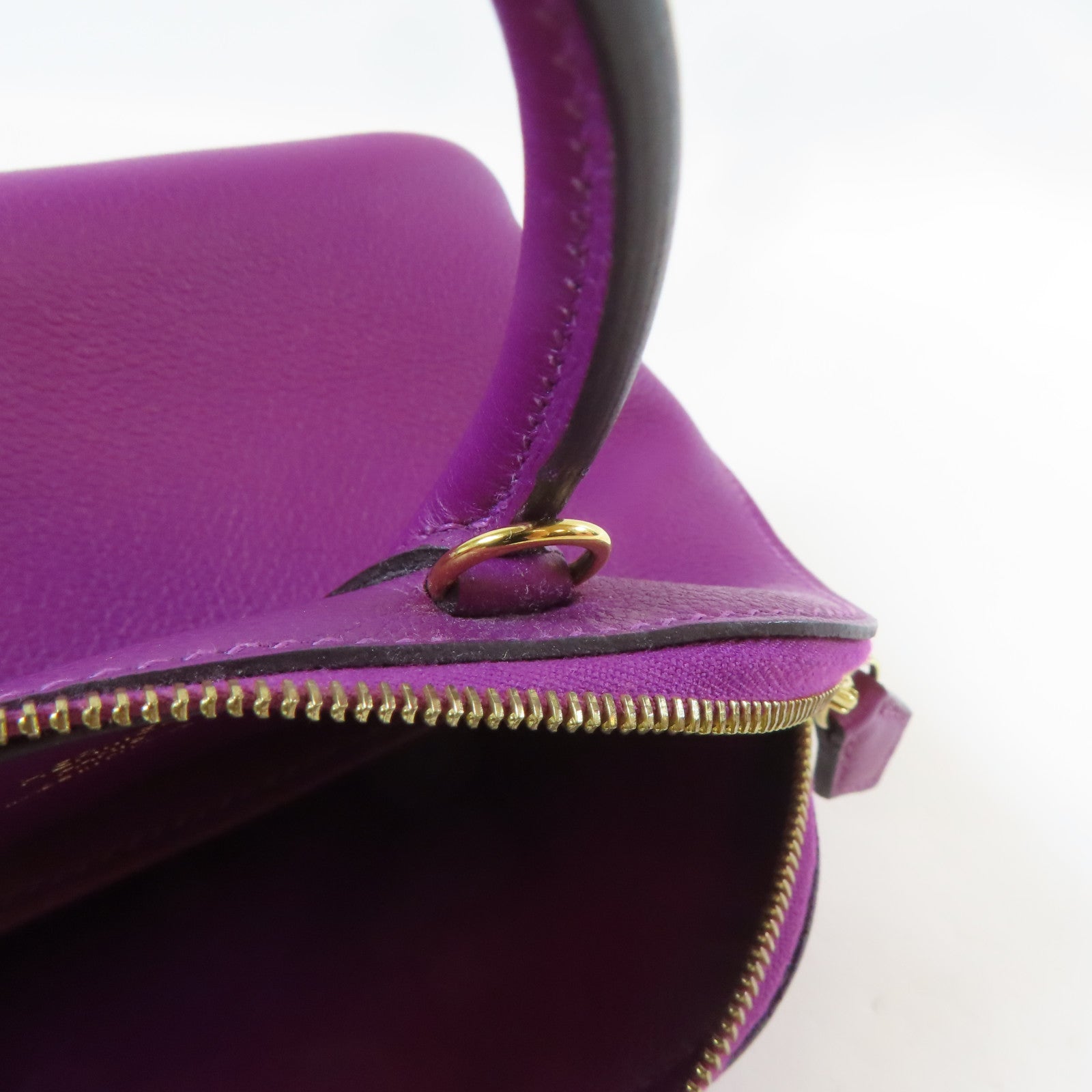 HERMES Evercolor皮革Bolide Mini金扣海葵手挽肩背兩用袋Anemone紫色