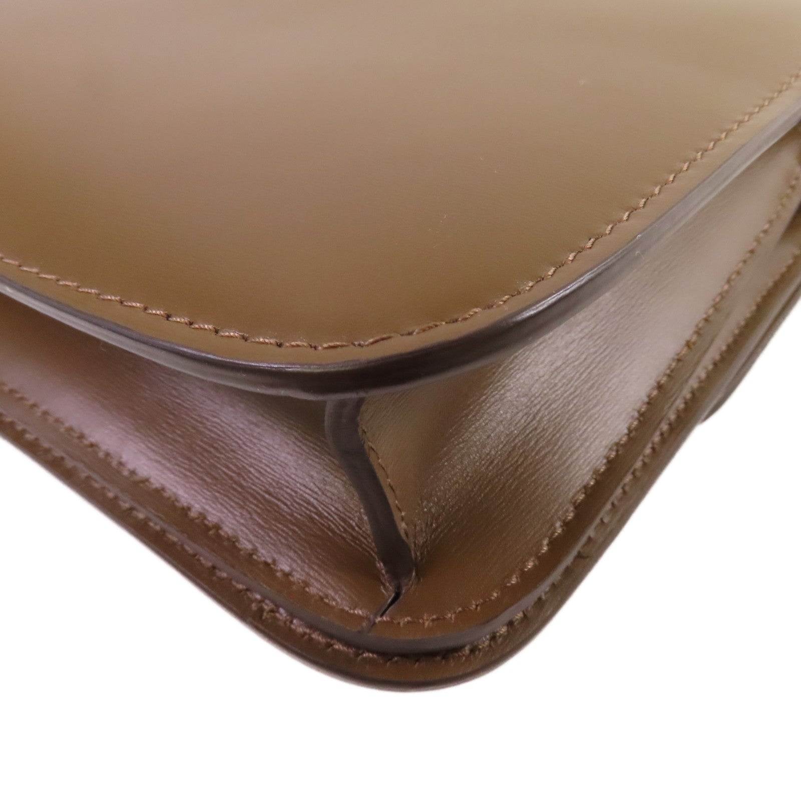 CELINE 牛皮皮革Classic Box Shoulder Bag金扣肩背袋啡色