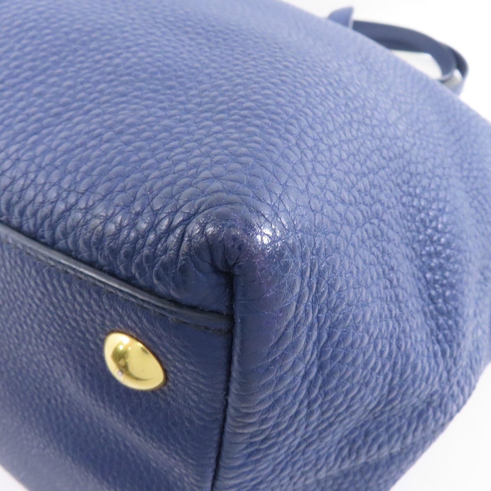 Miu Miu 牛皮皮革2 Way Shoulder Tote金扣手挽肩背兩用袋藍色