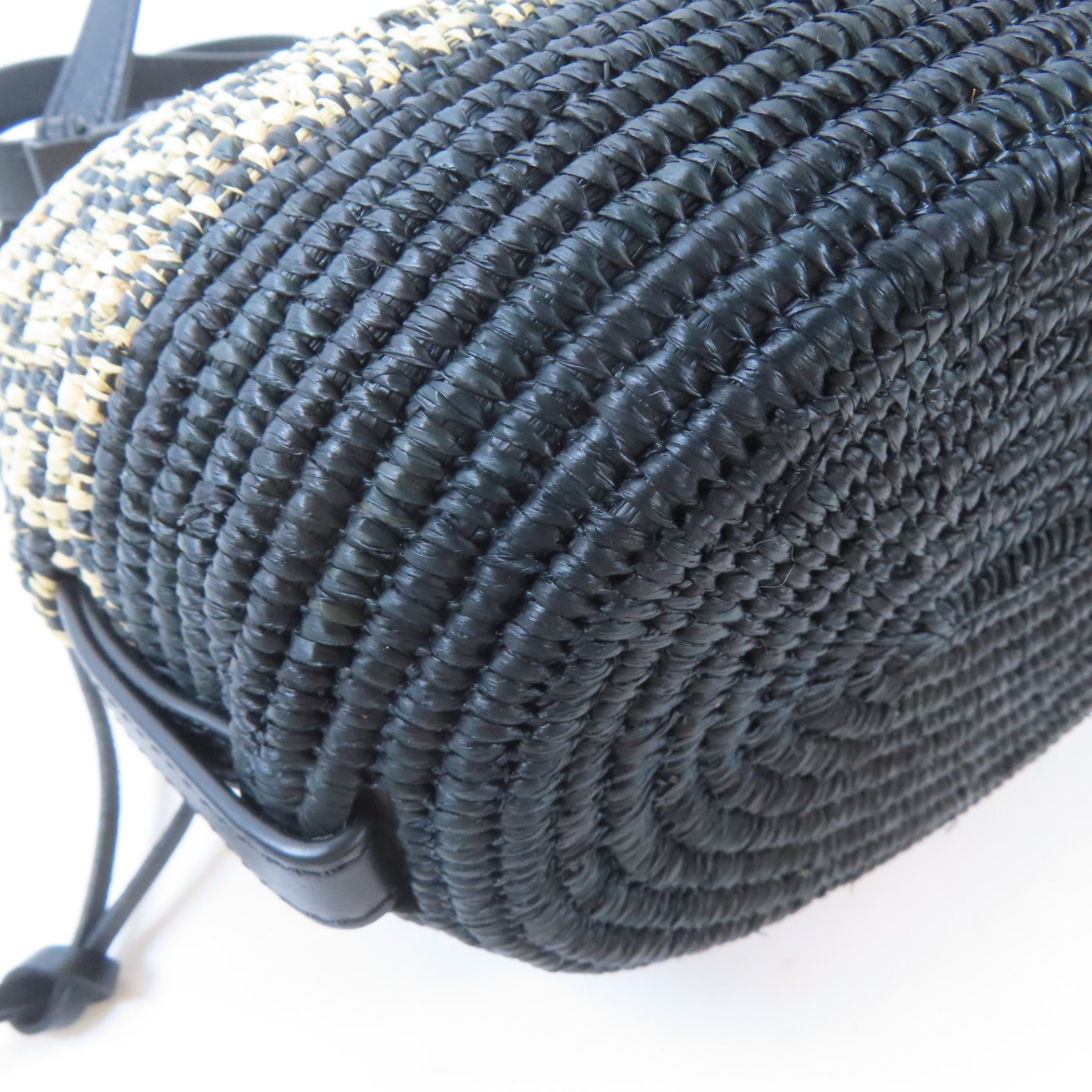 LOEWE 藤製Beehive Basket肩背袋黑色/棕色