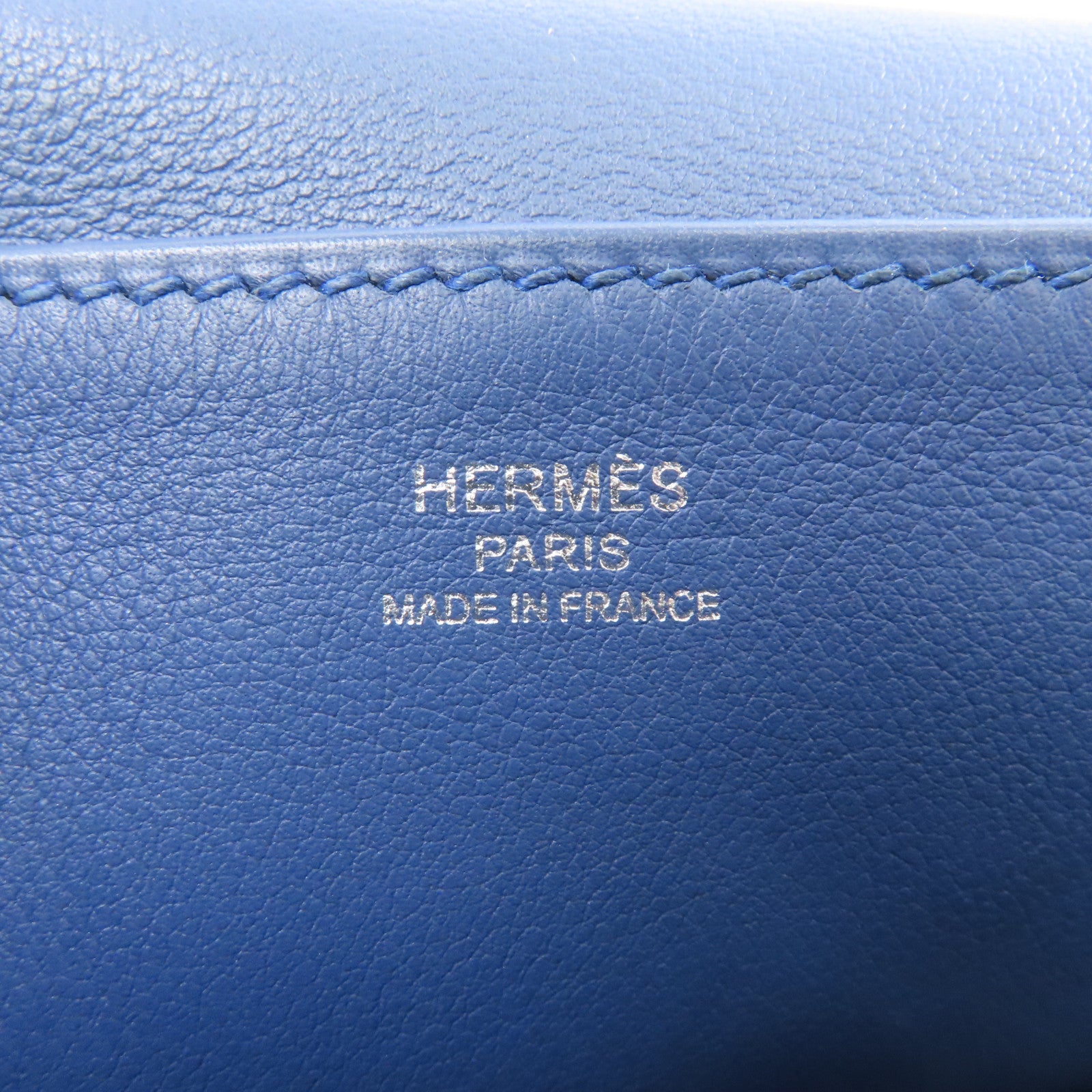 HERMES Swift皮革 Mini Halzan銀扣手挽肩背兩用袋Bleu Agate/藍色