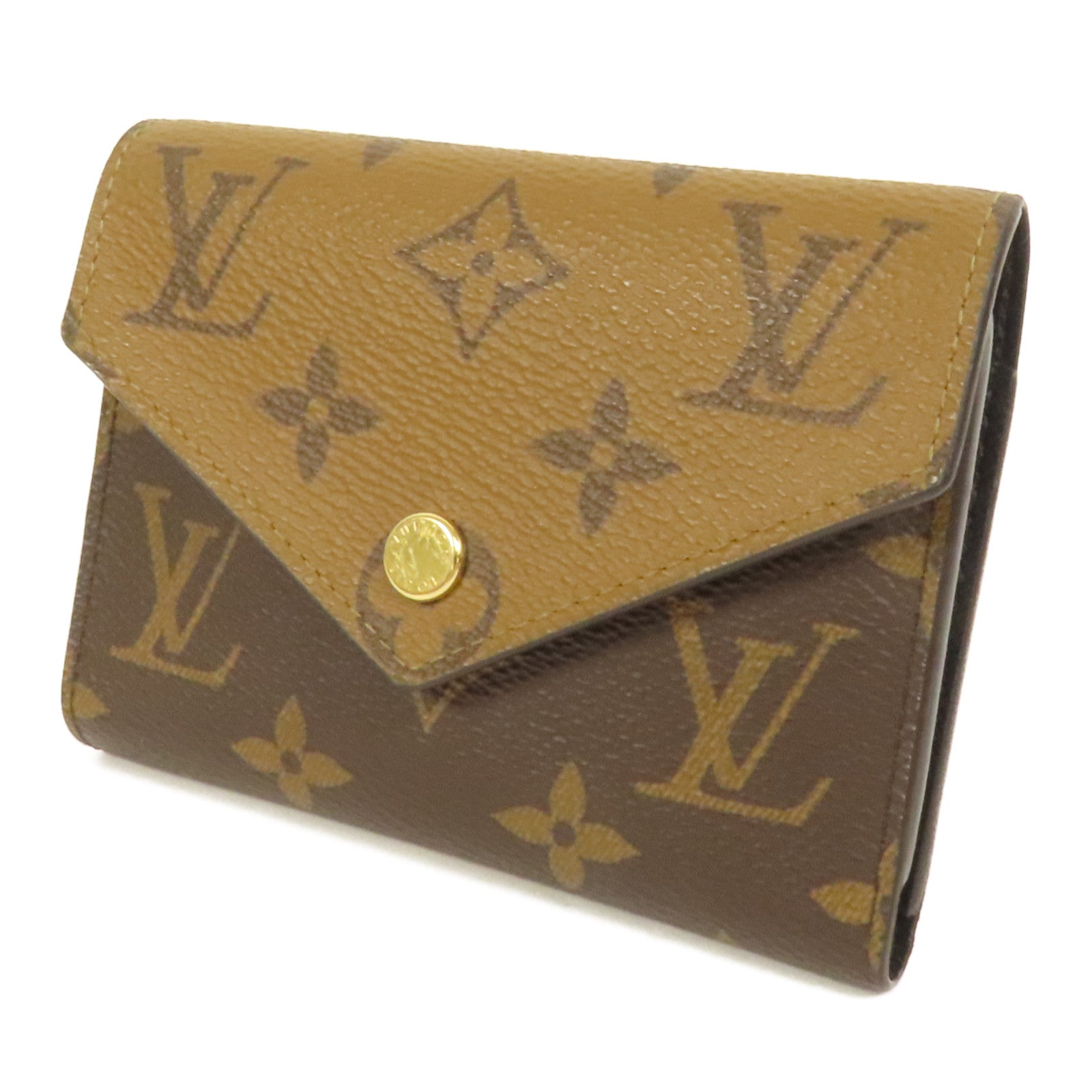 LOUIS VUITTON Monogram/Monogram Reverse Victorine Wallet金扣錢包棕色