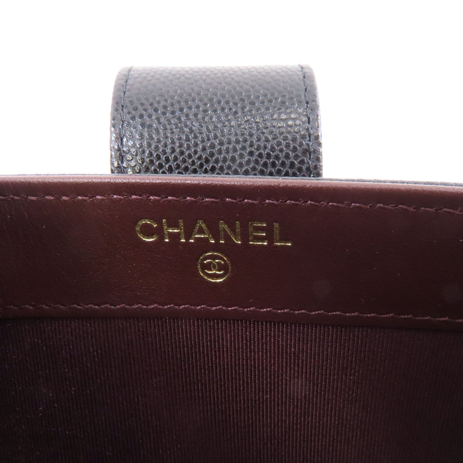 CHANEL 菱格Caviar皮革Pouch Wallet銀扣手拿包黑色
