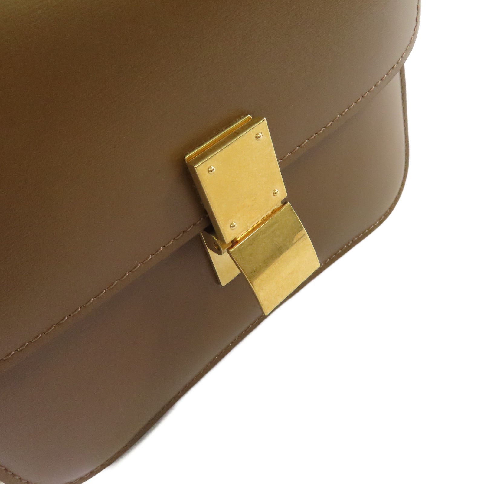 CELINE 牛皮皮革Classic Box Shoulder Bag金扣肩背袋啡色
