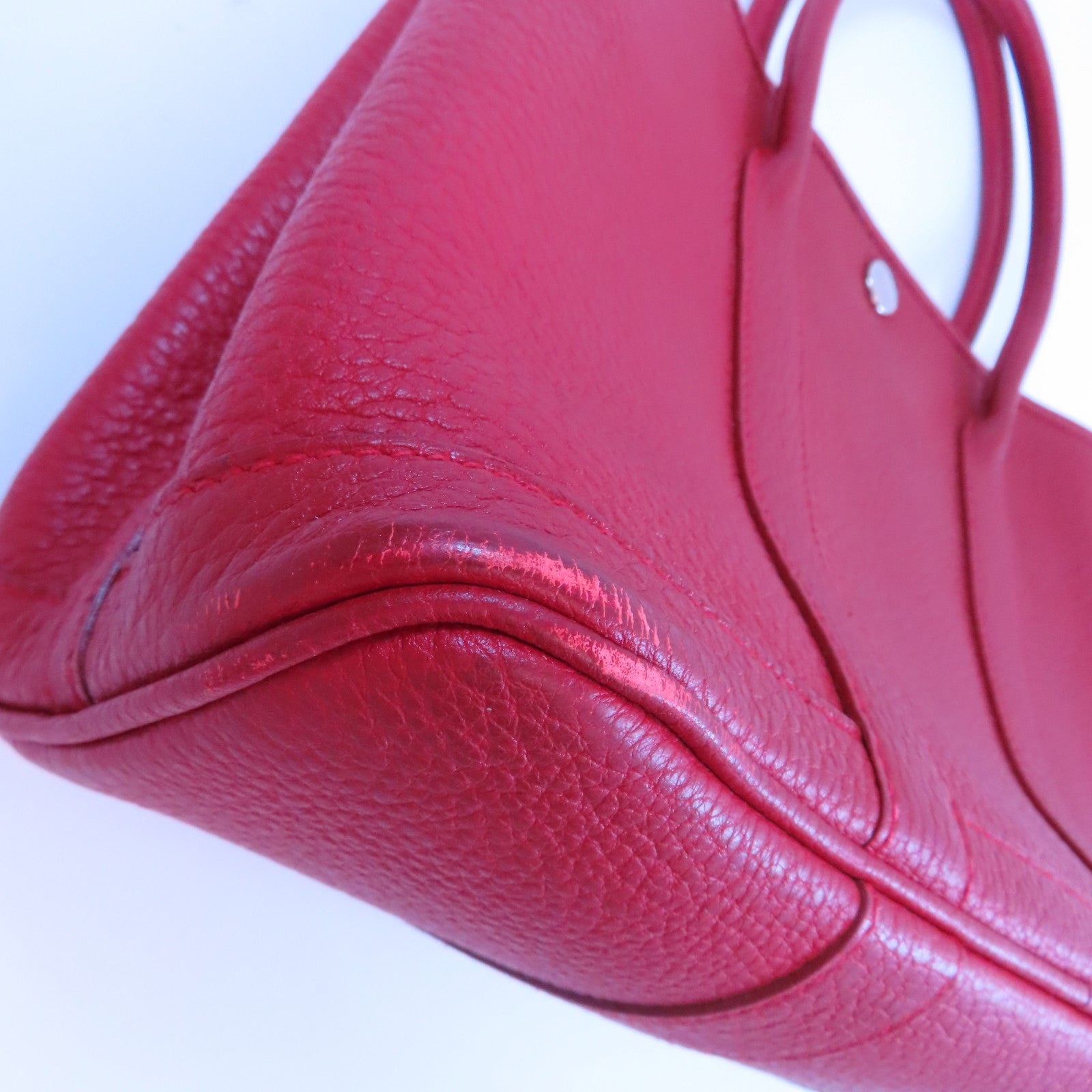HERMES PHW Garden Party TPM Handbag Negonda Leather Q5 Rouge Casaque Red