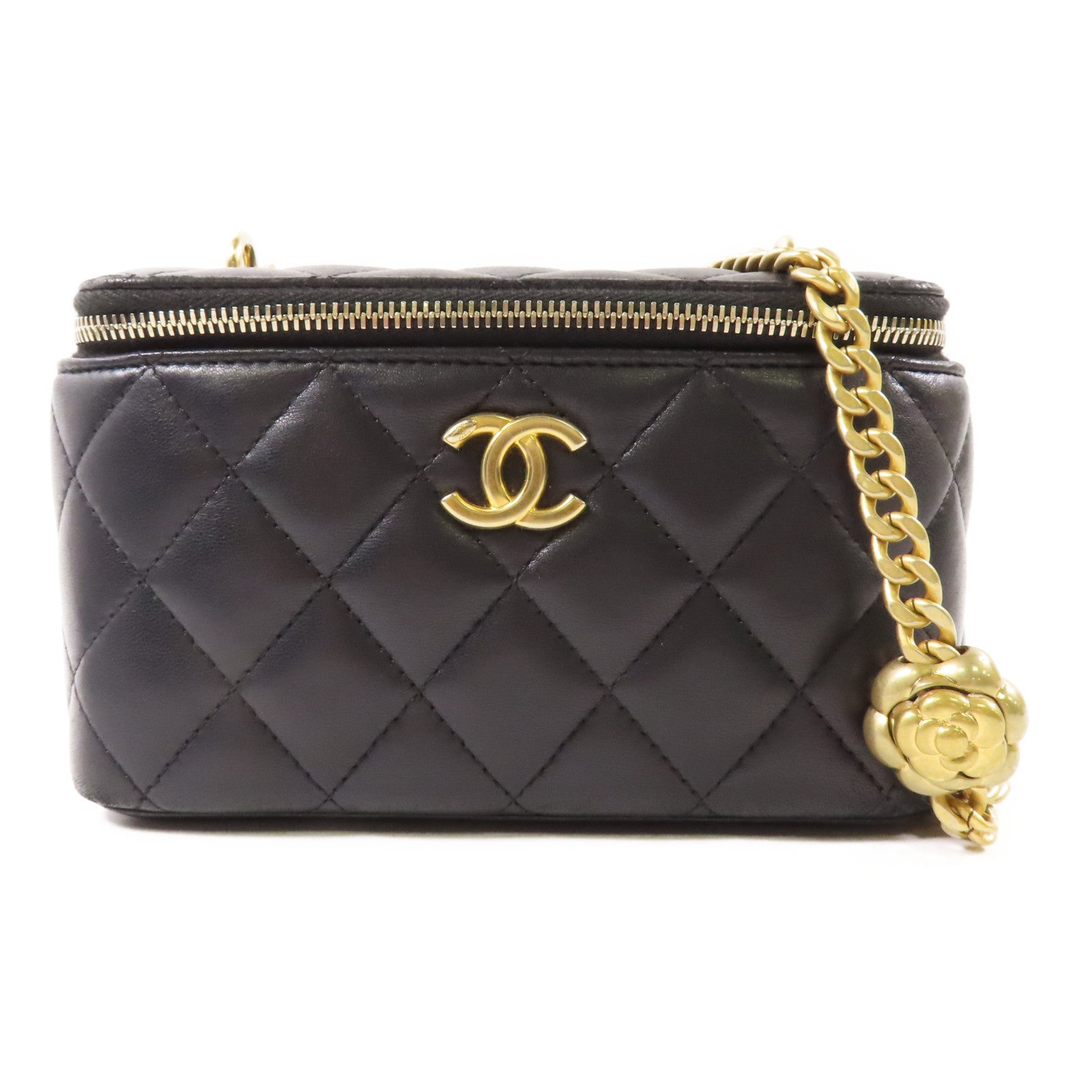 CHANEL 羊皮皮革Vanity Case金扣鏈帶肩背袋